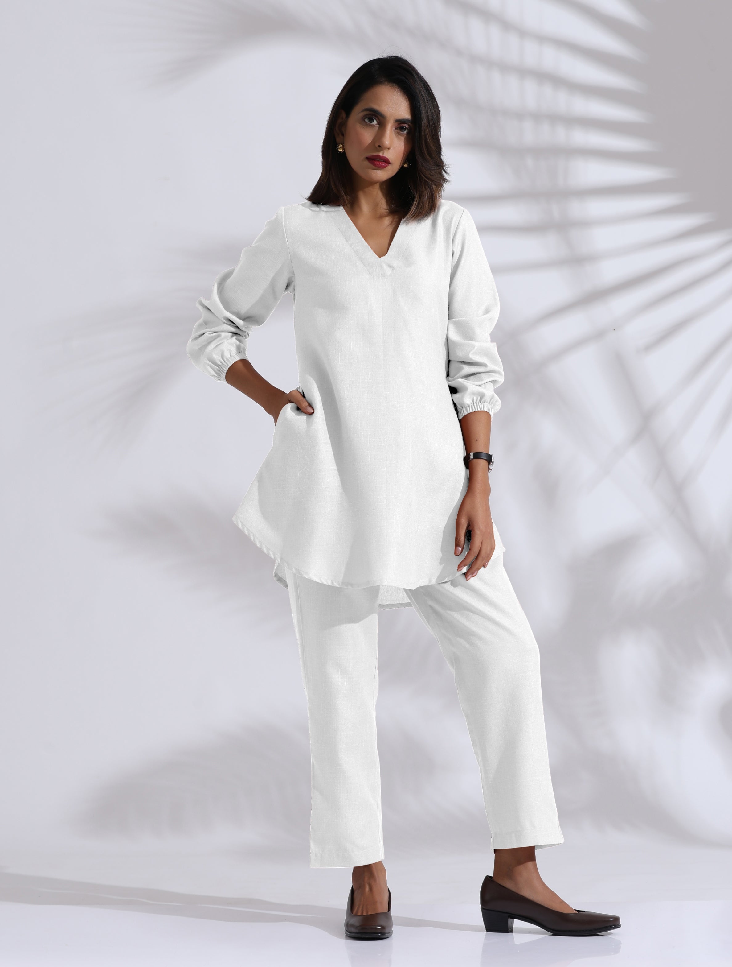 trueBrowns White Cotton Blend Co-ord Set