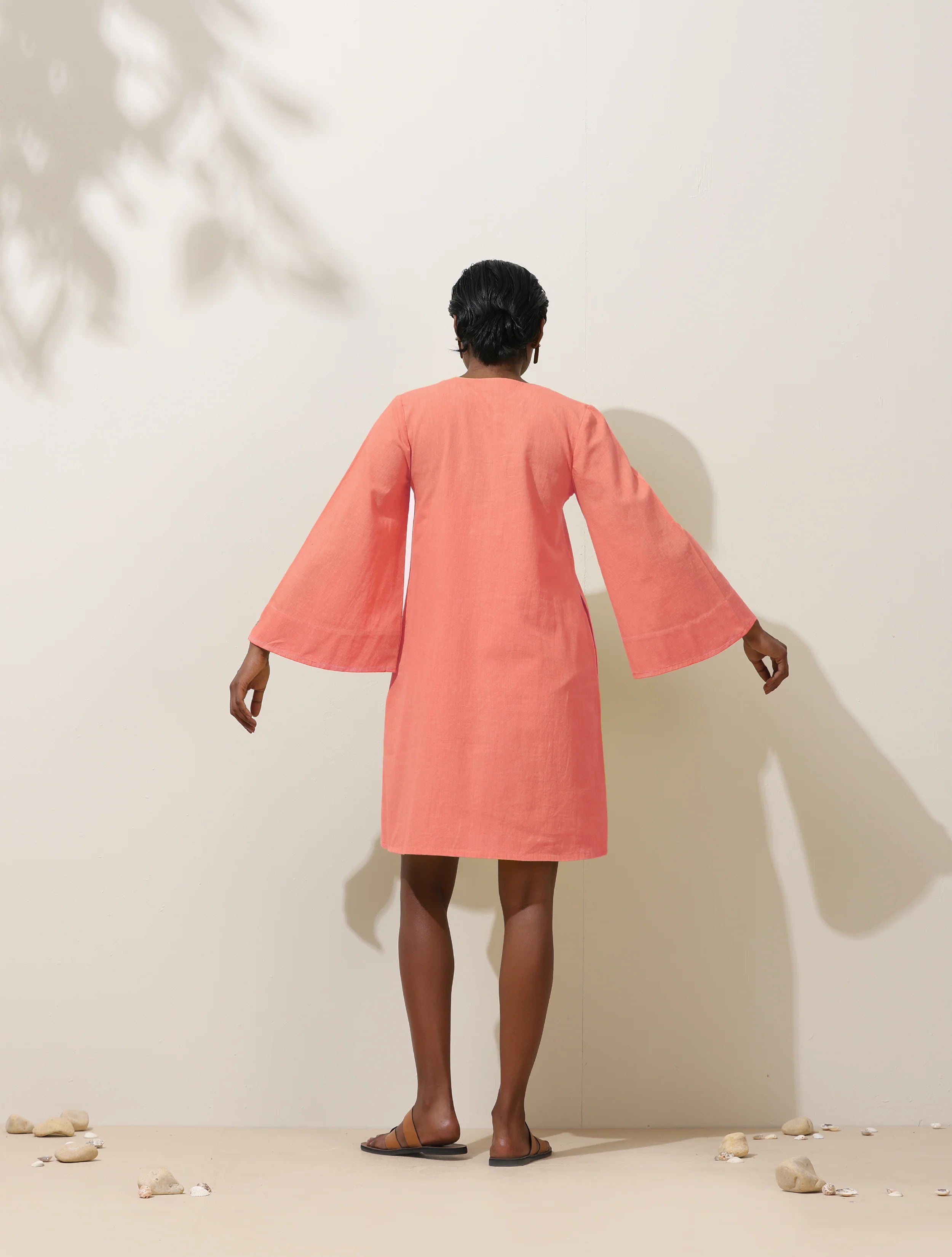 trueBrowns Pink Cotton Blend Short Dress