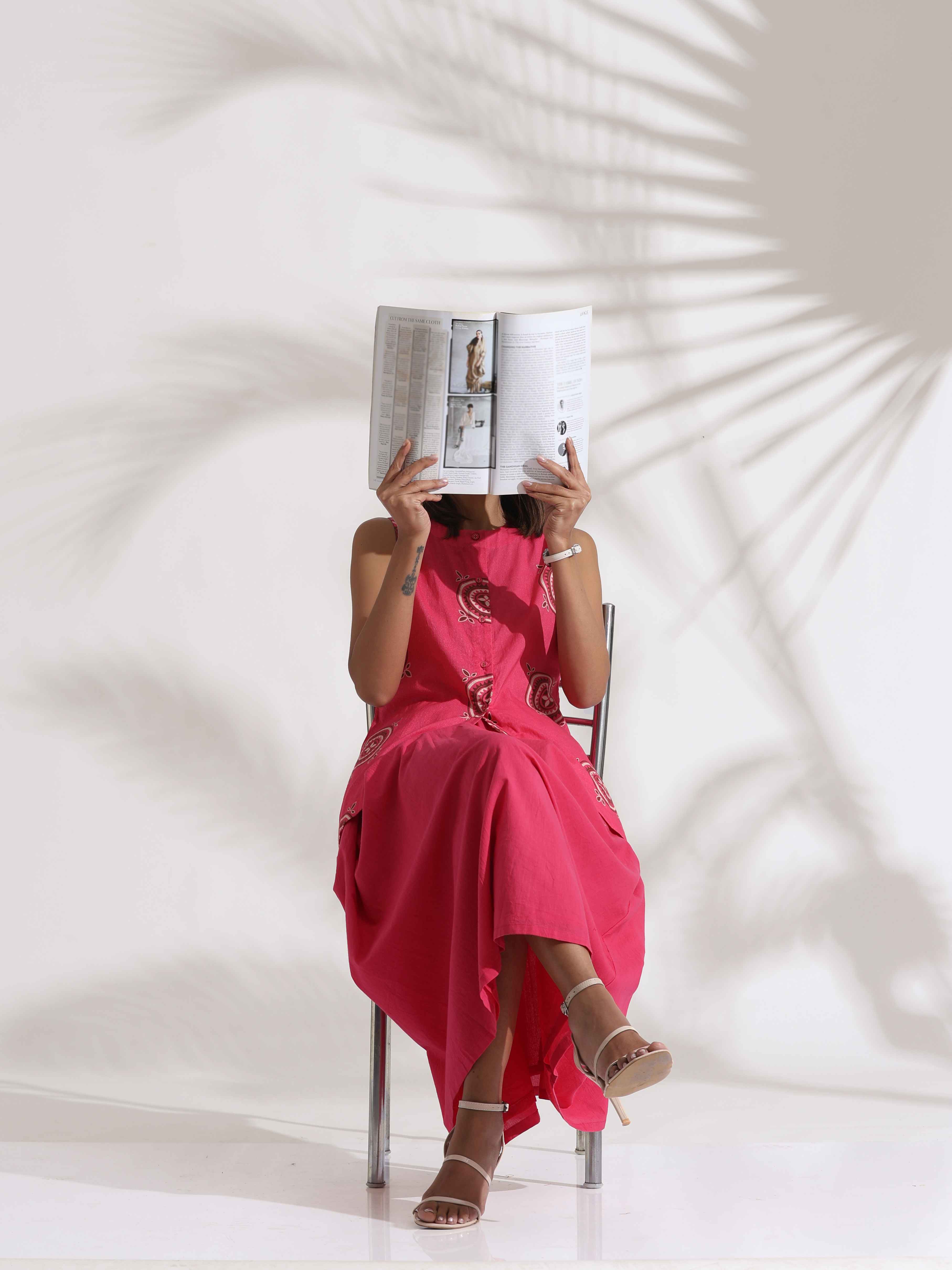 trueBrowns Pink Cotton Skirt Co-ord Set