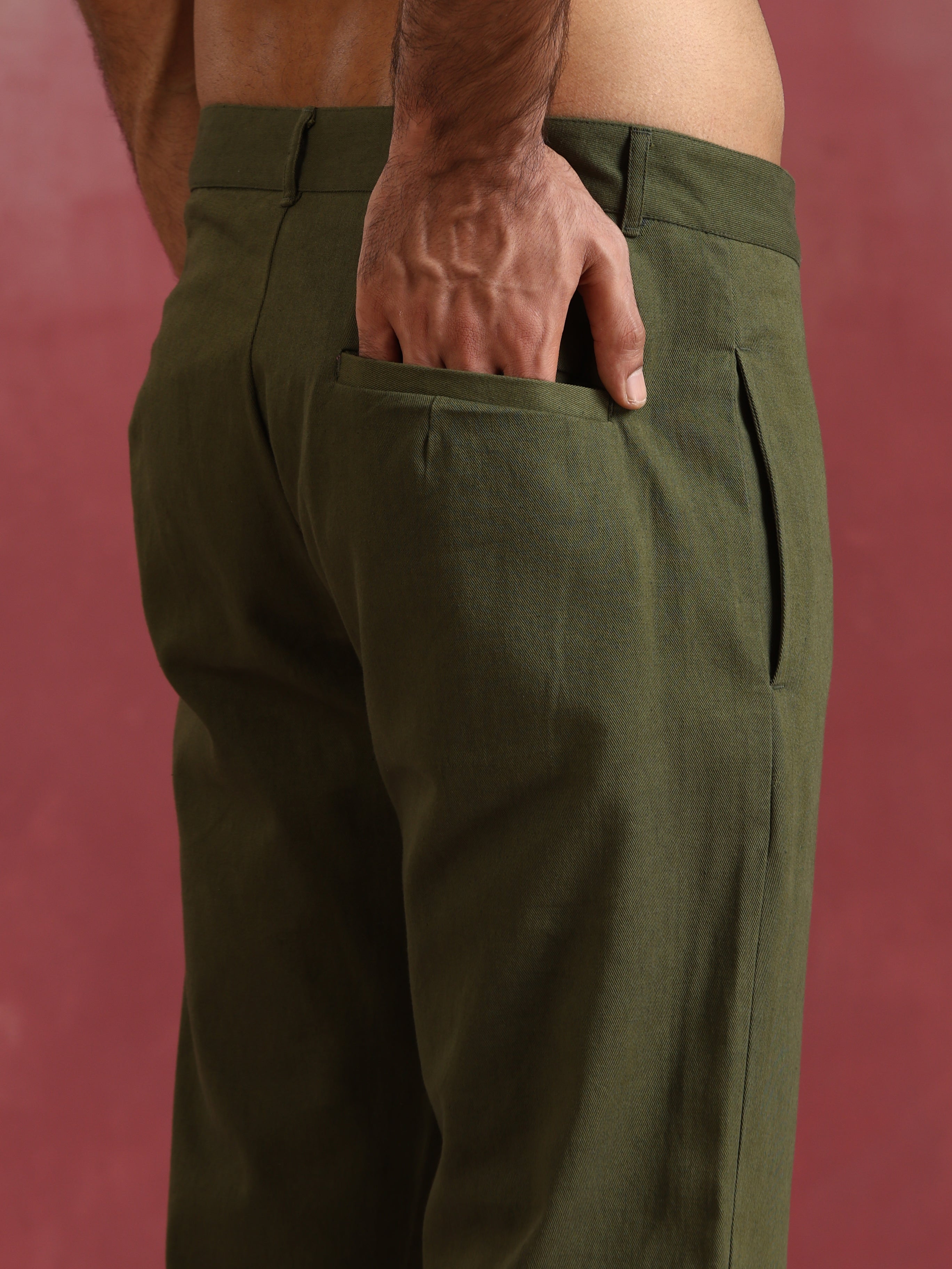 trueBrowns Men's Olive Cotton Co-ord set