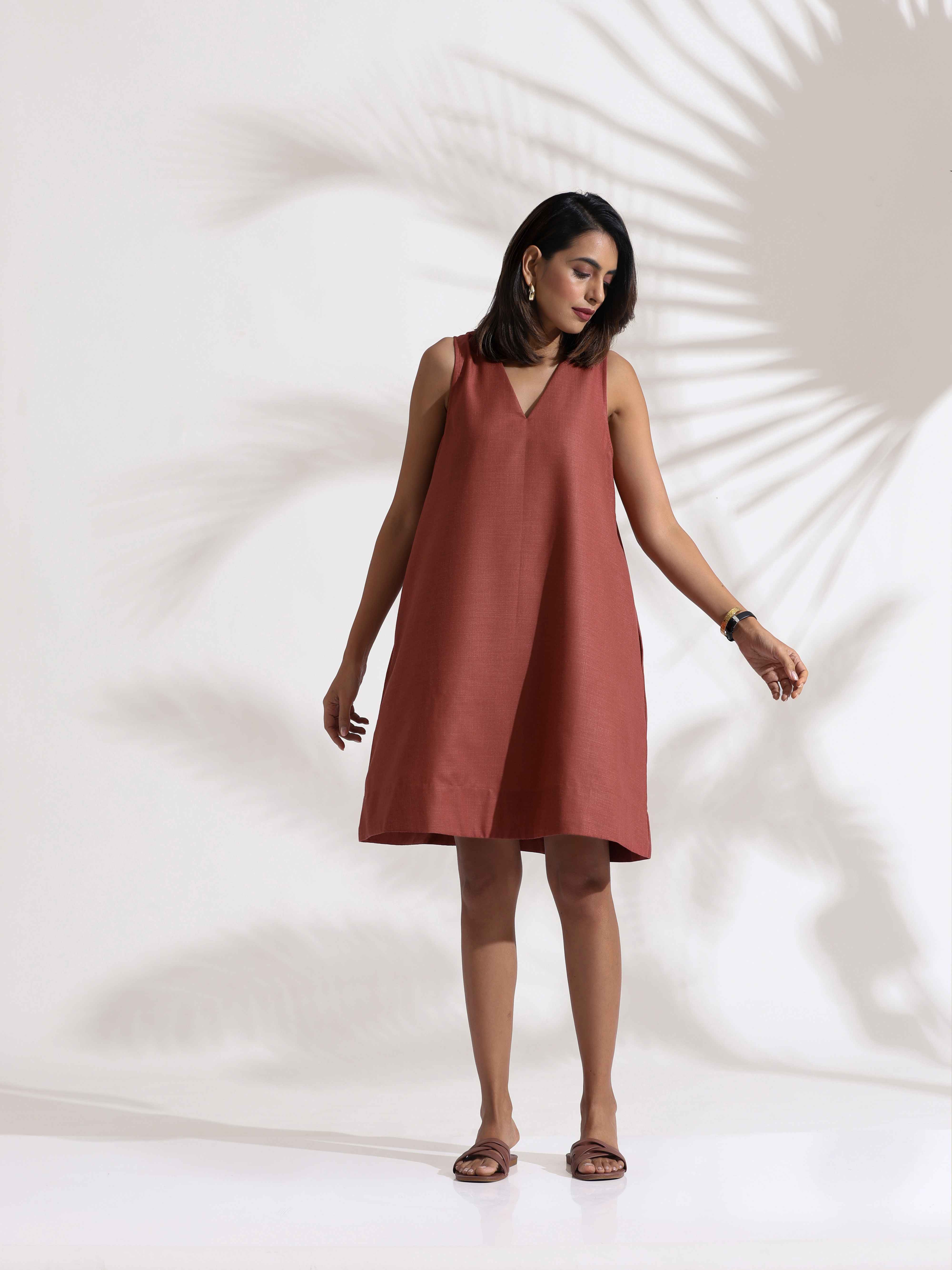 trueBrowns Pink Slub Dress