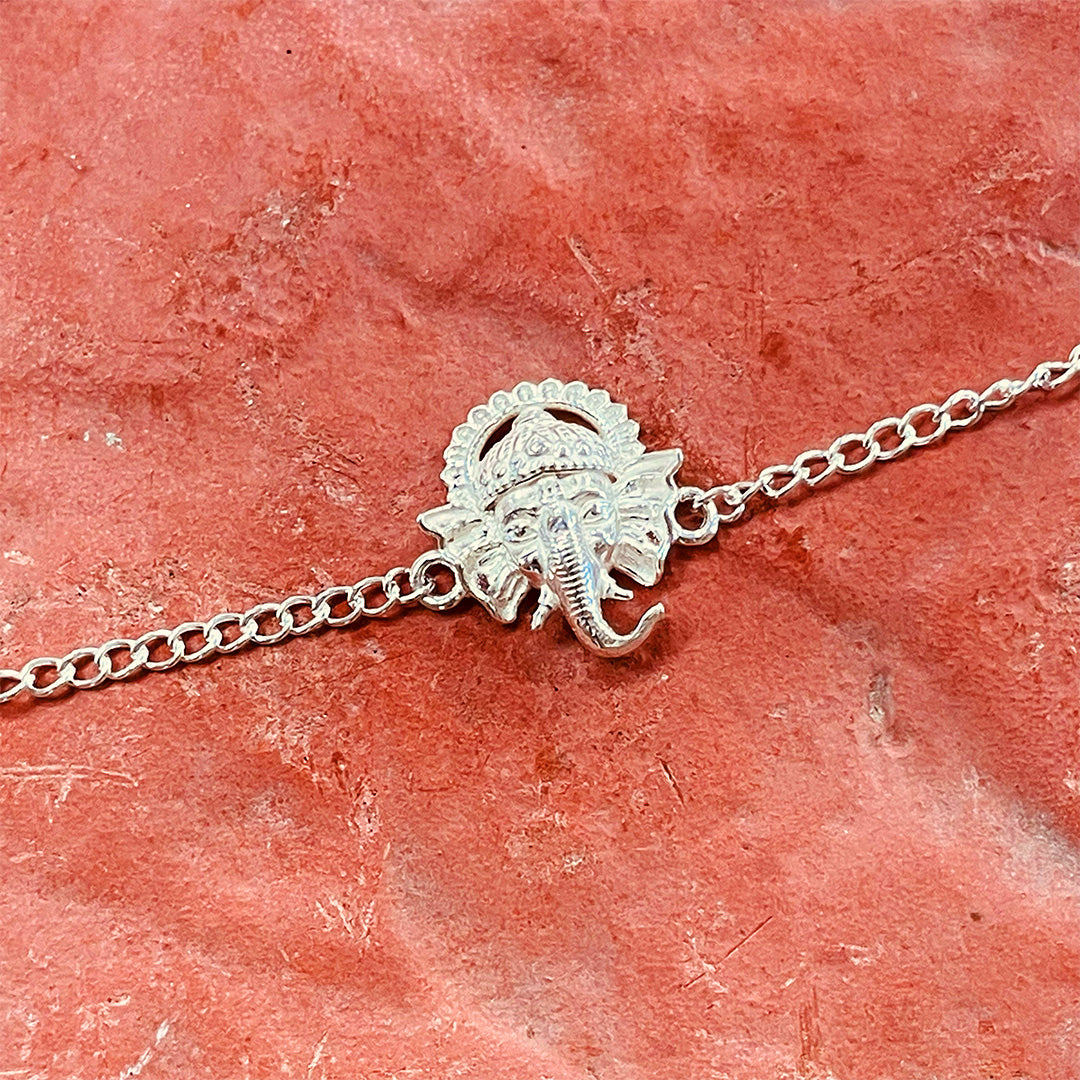 trueBrowns Men 925 Sterling Silver Ganesh Idol Silver Chain Bracelet