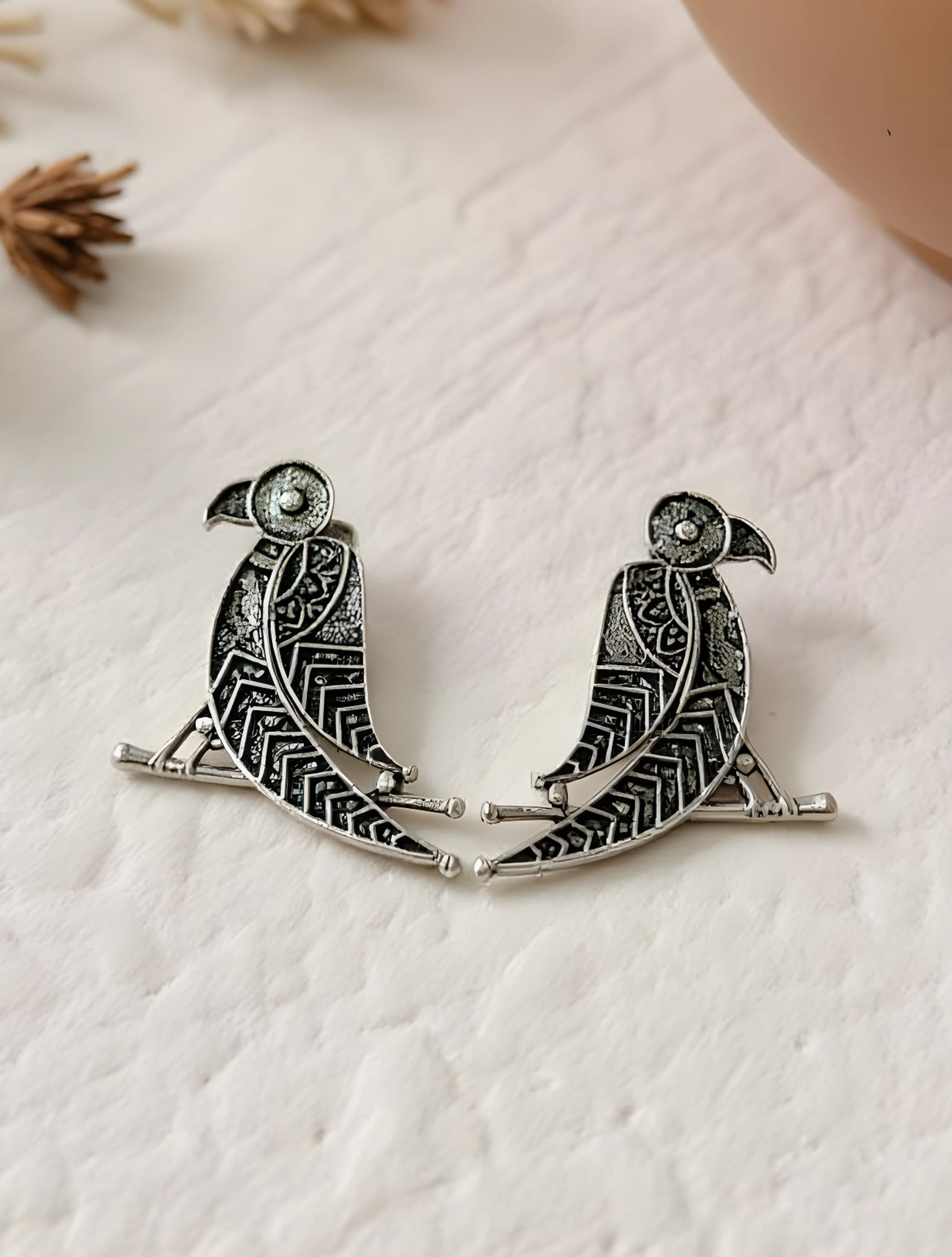trueBrowns Silver Parrot Earrings