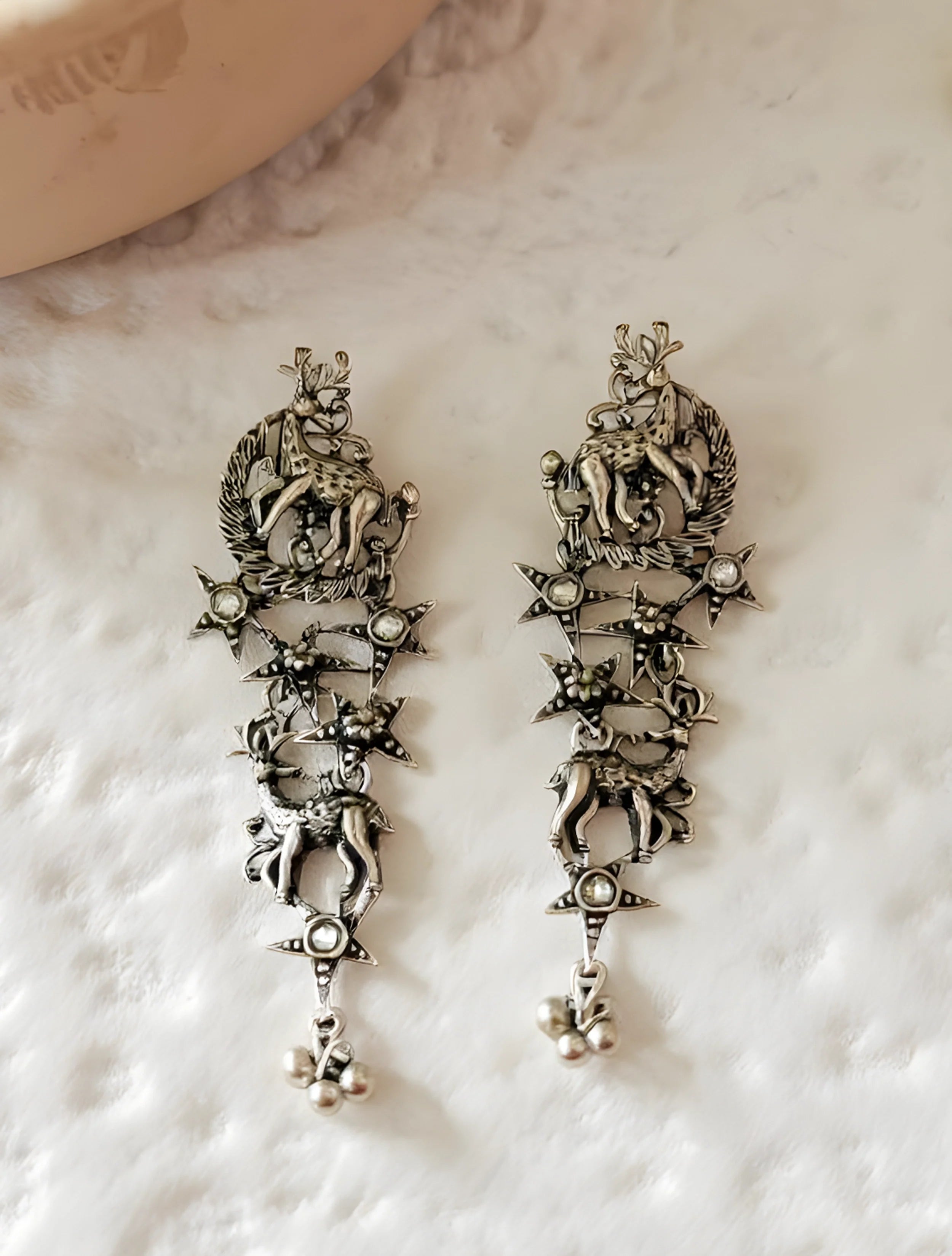 trueBrowns Sliver Toned Reindeer Earrings