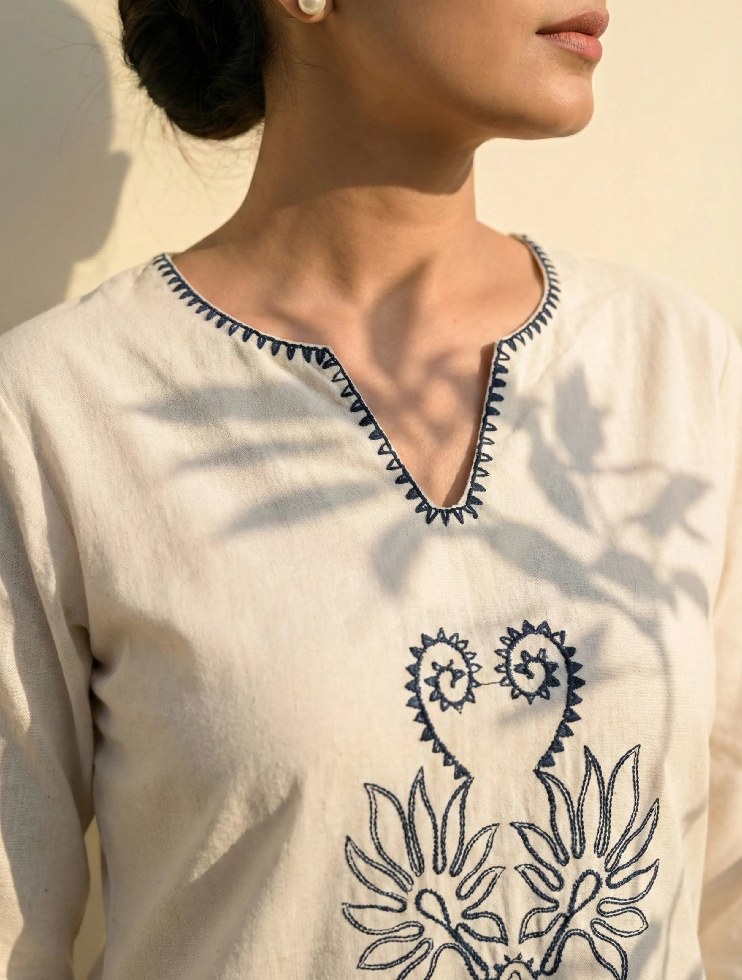 trueBrowns Ivory Black Embroidered Co-Ord Set