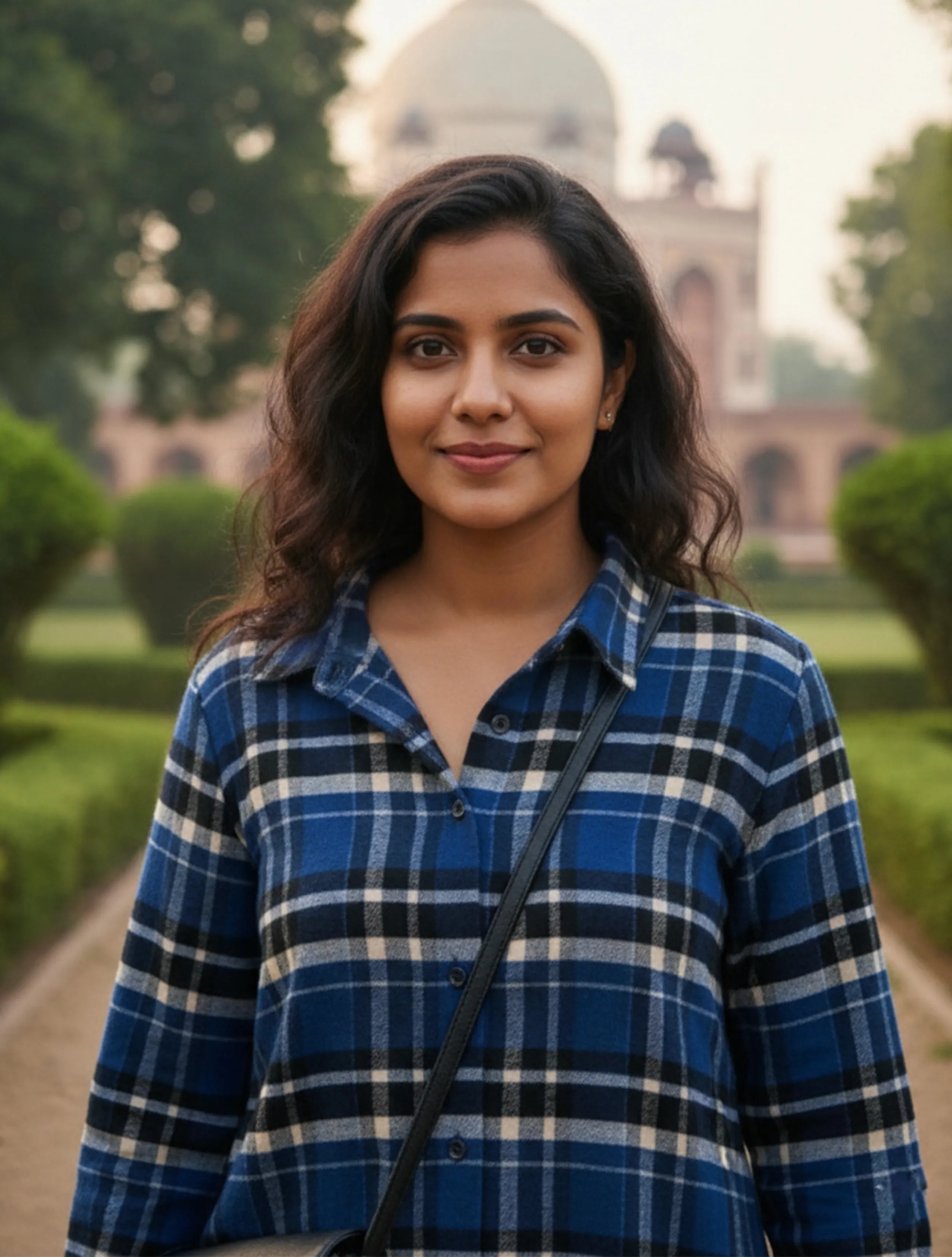 trueBrowns Blue Check Woollen Long Shirt Dress