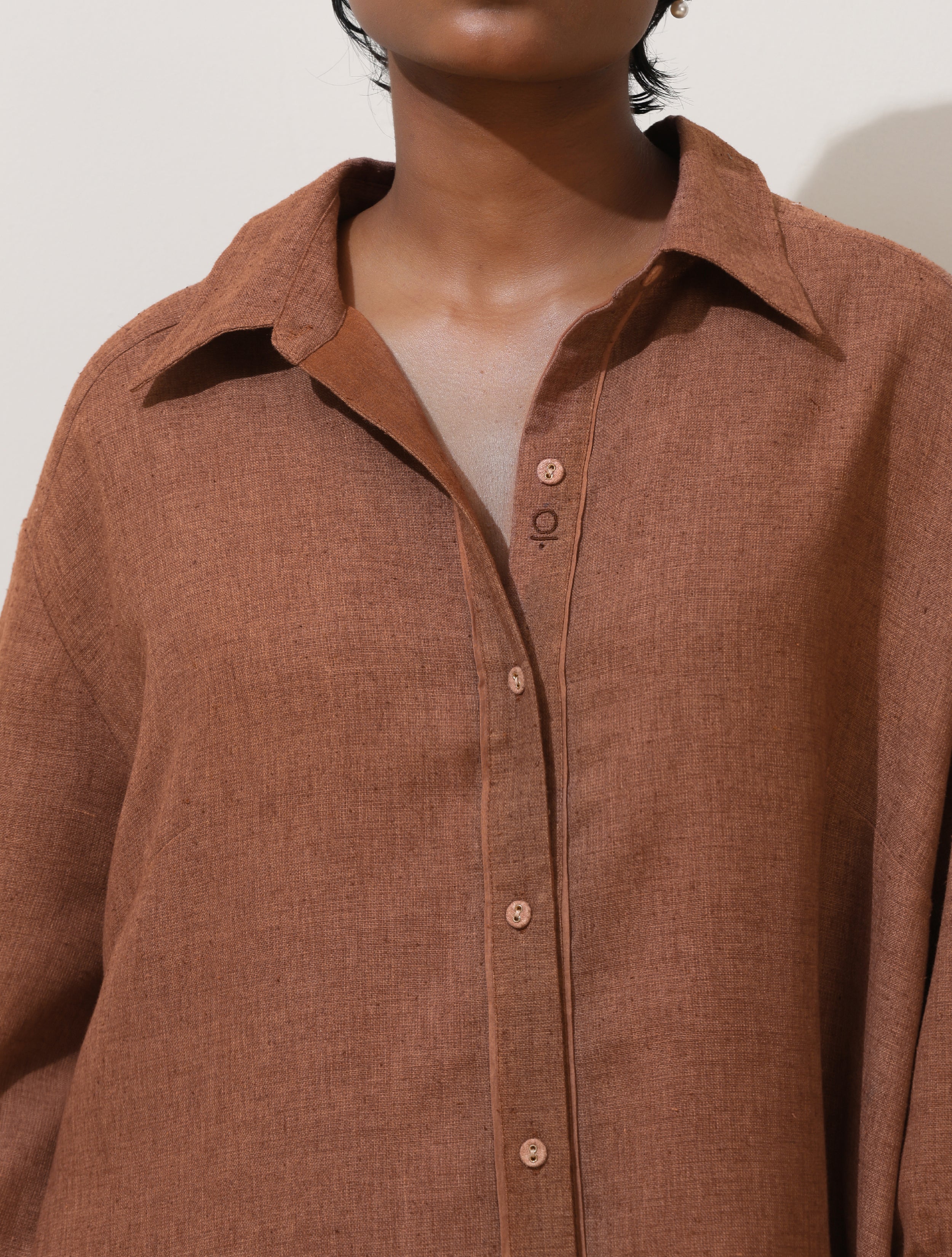 trueBrowns Sierra Brown Embroidered Natural Cotton Dress