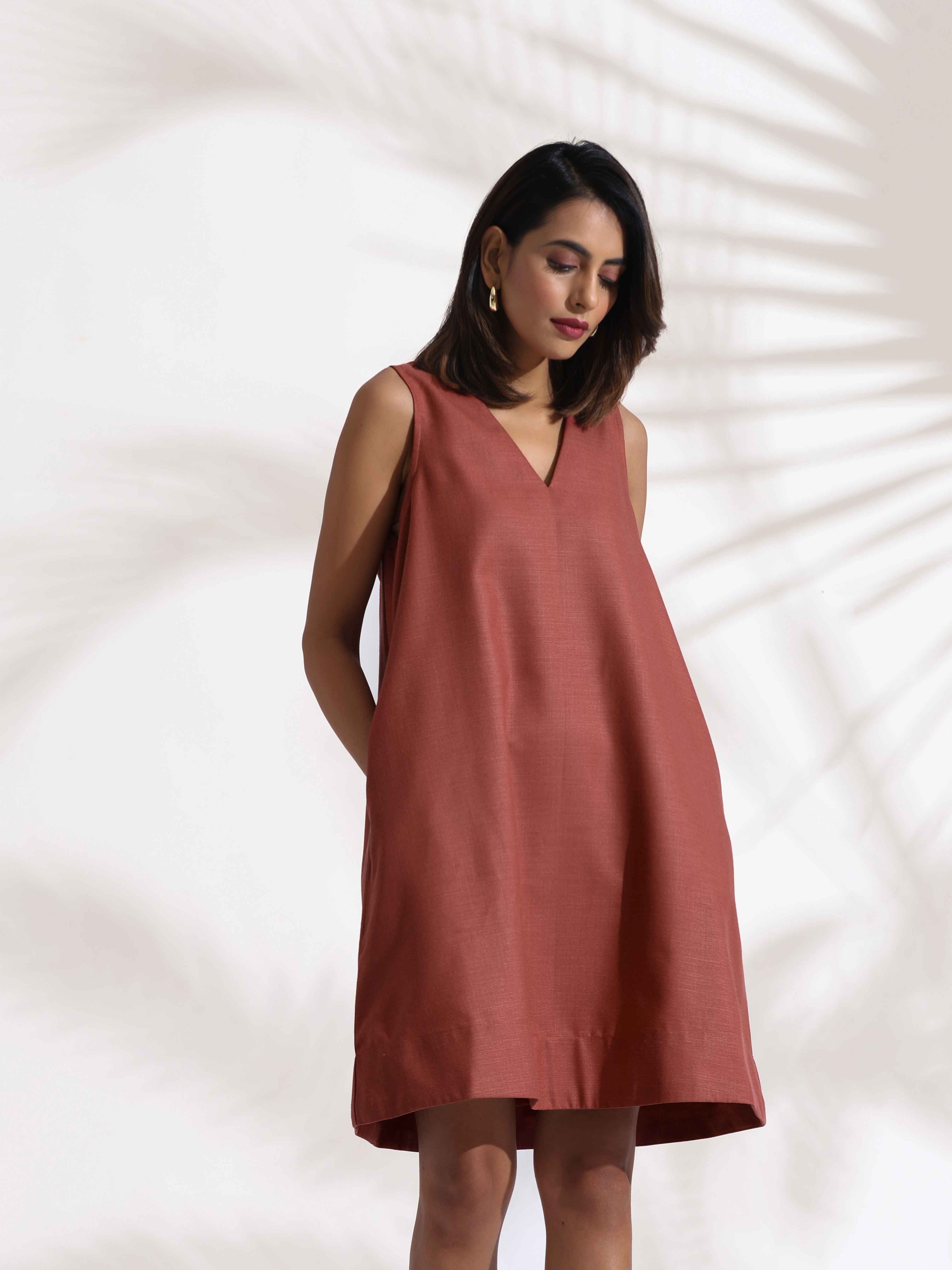 trueBrowns Pink Slub Dress