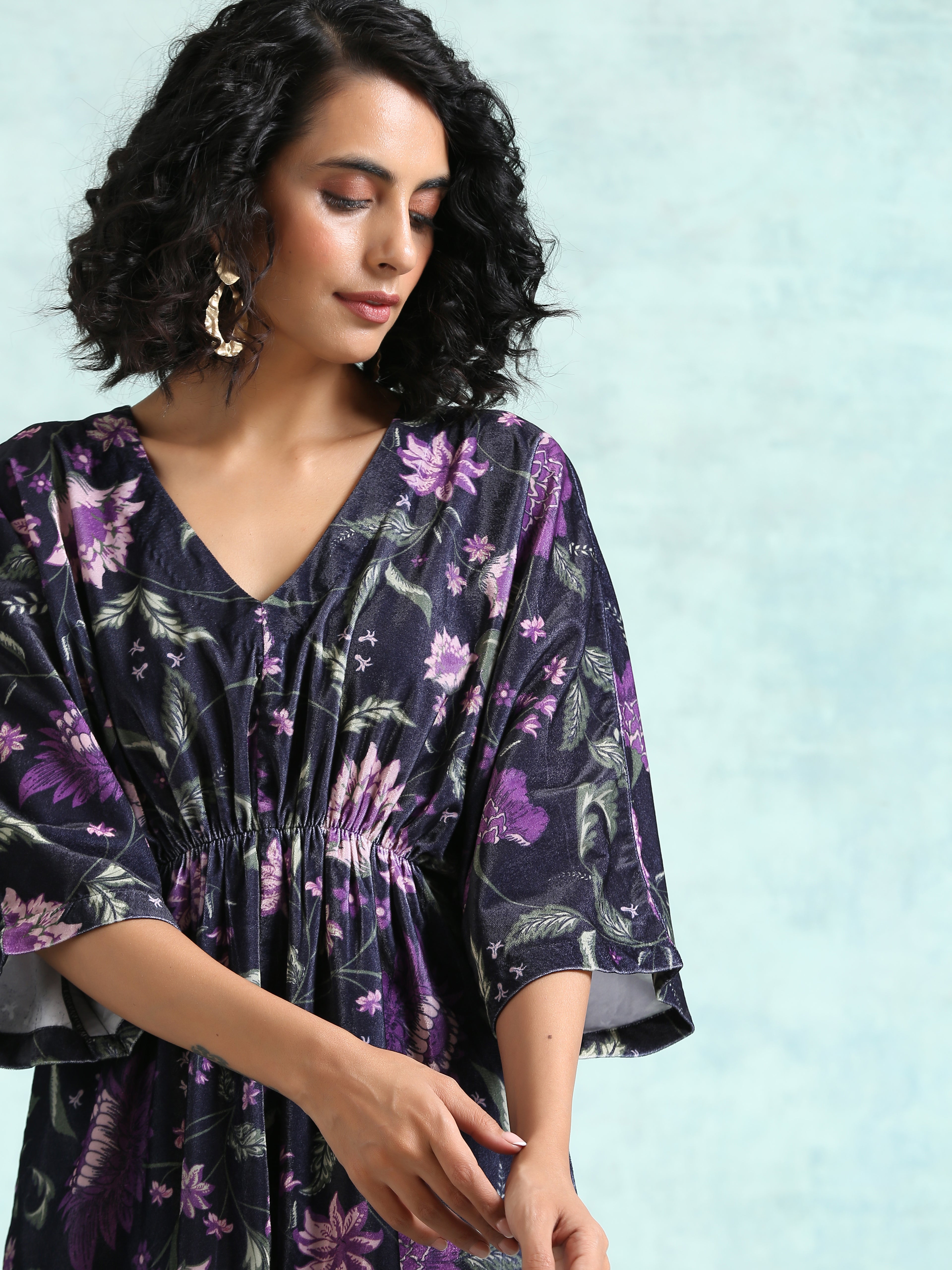 Black Printed Velvet Co-Ord Set