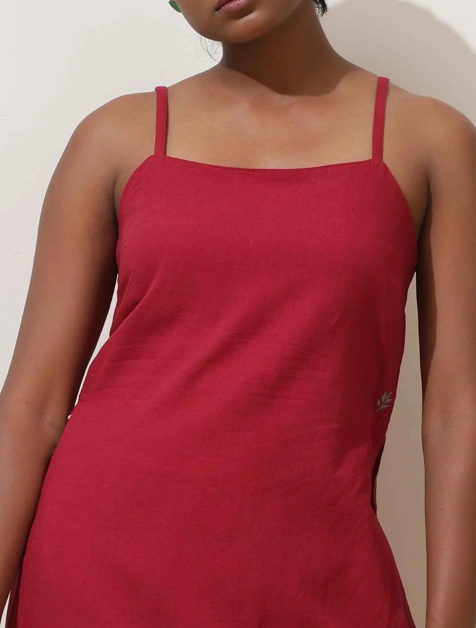 trueBrowns Maroon Cotton Linen Kurta Co-Ord Set