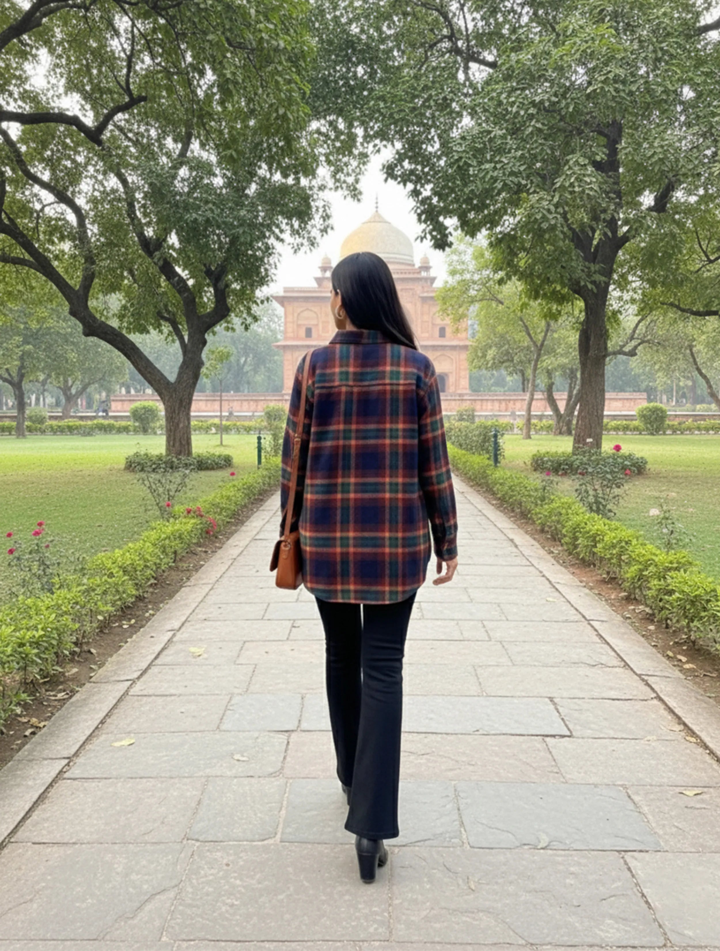 trueBrowns Navy Check Woollen Shirt Top