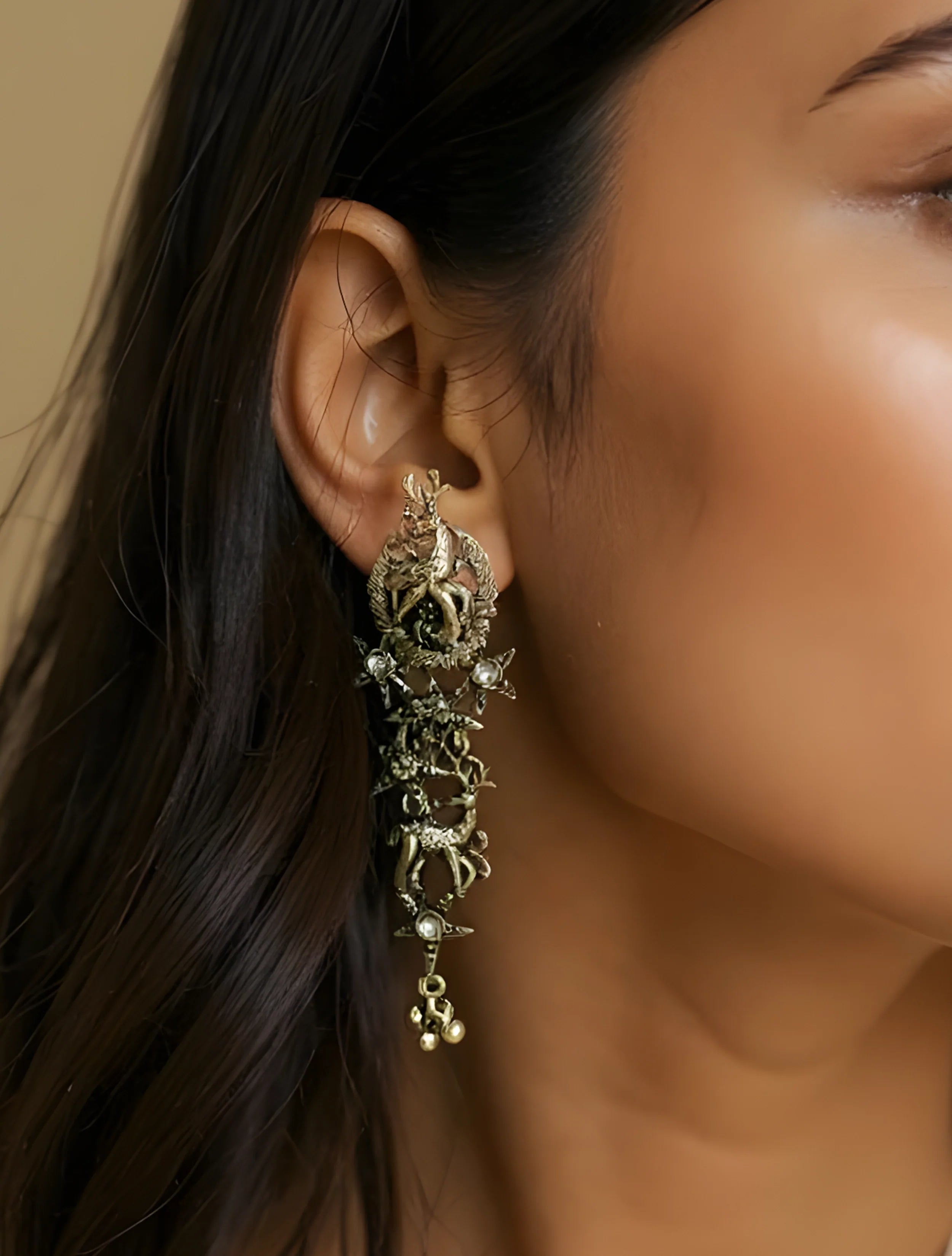 trueBrowns Sliver Toned Reindeer Earrings