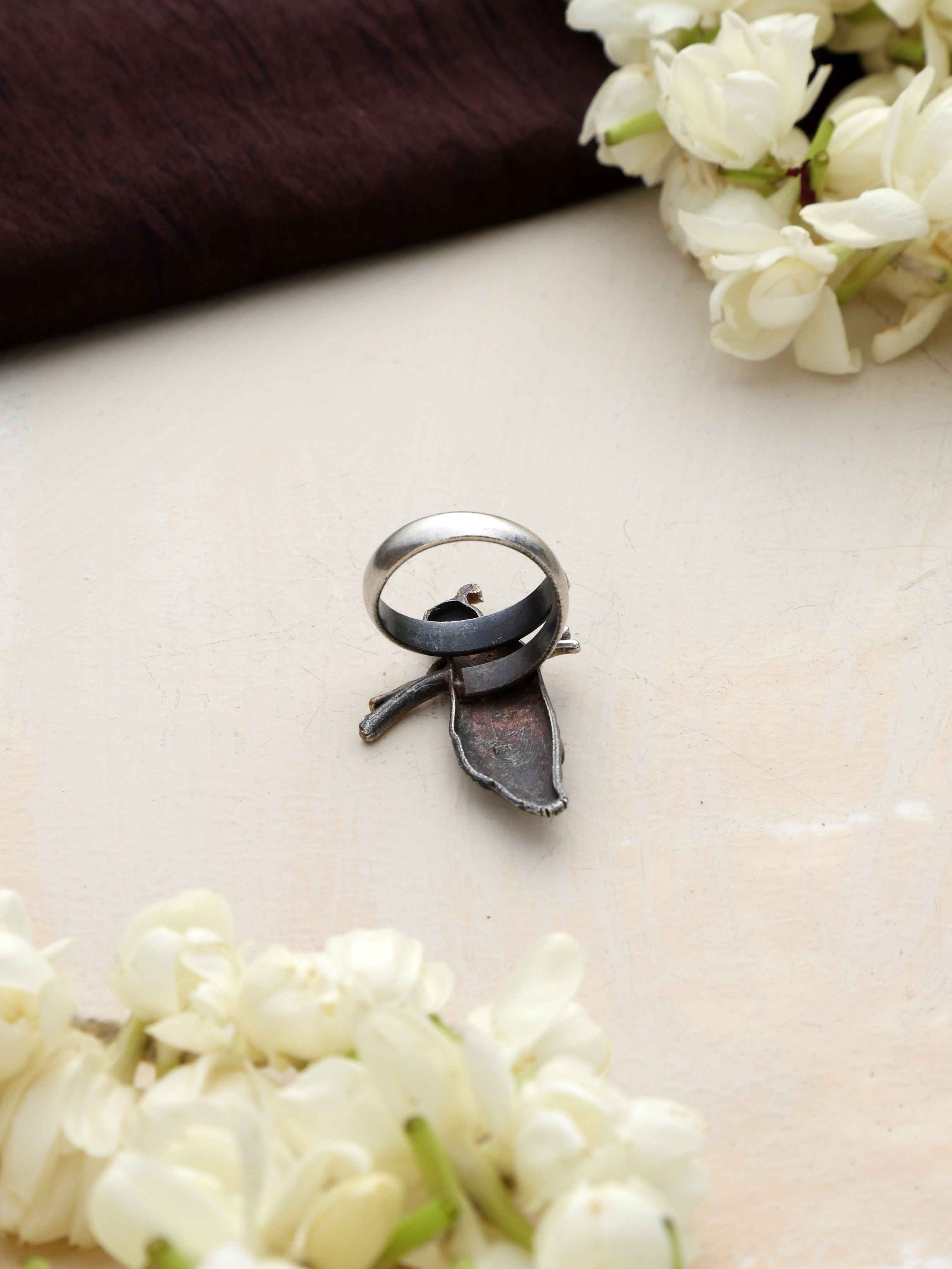 trueBrowns Silver Gold Tone Bird Ring