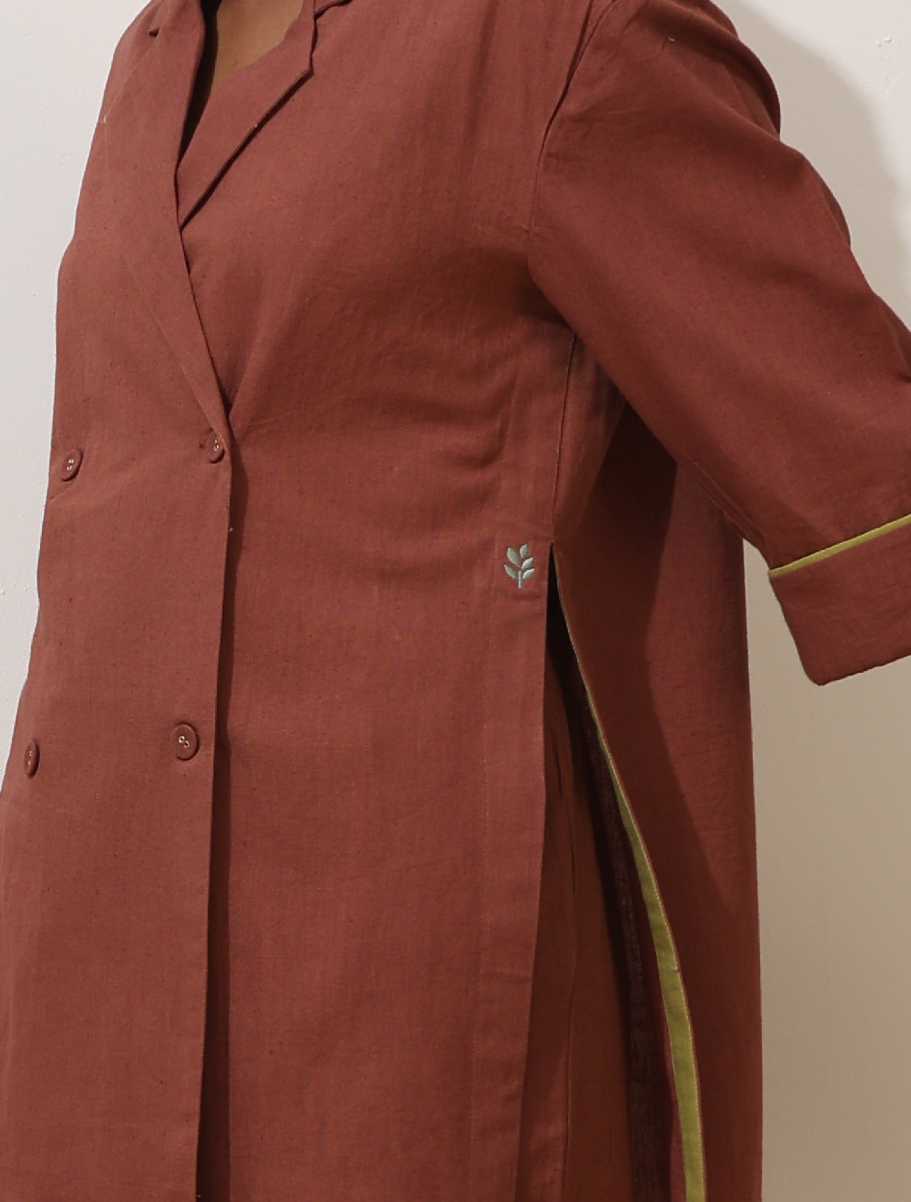 trueBrowns Brown Cotton Linen Co-Ord Set