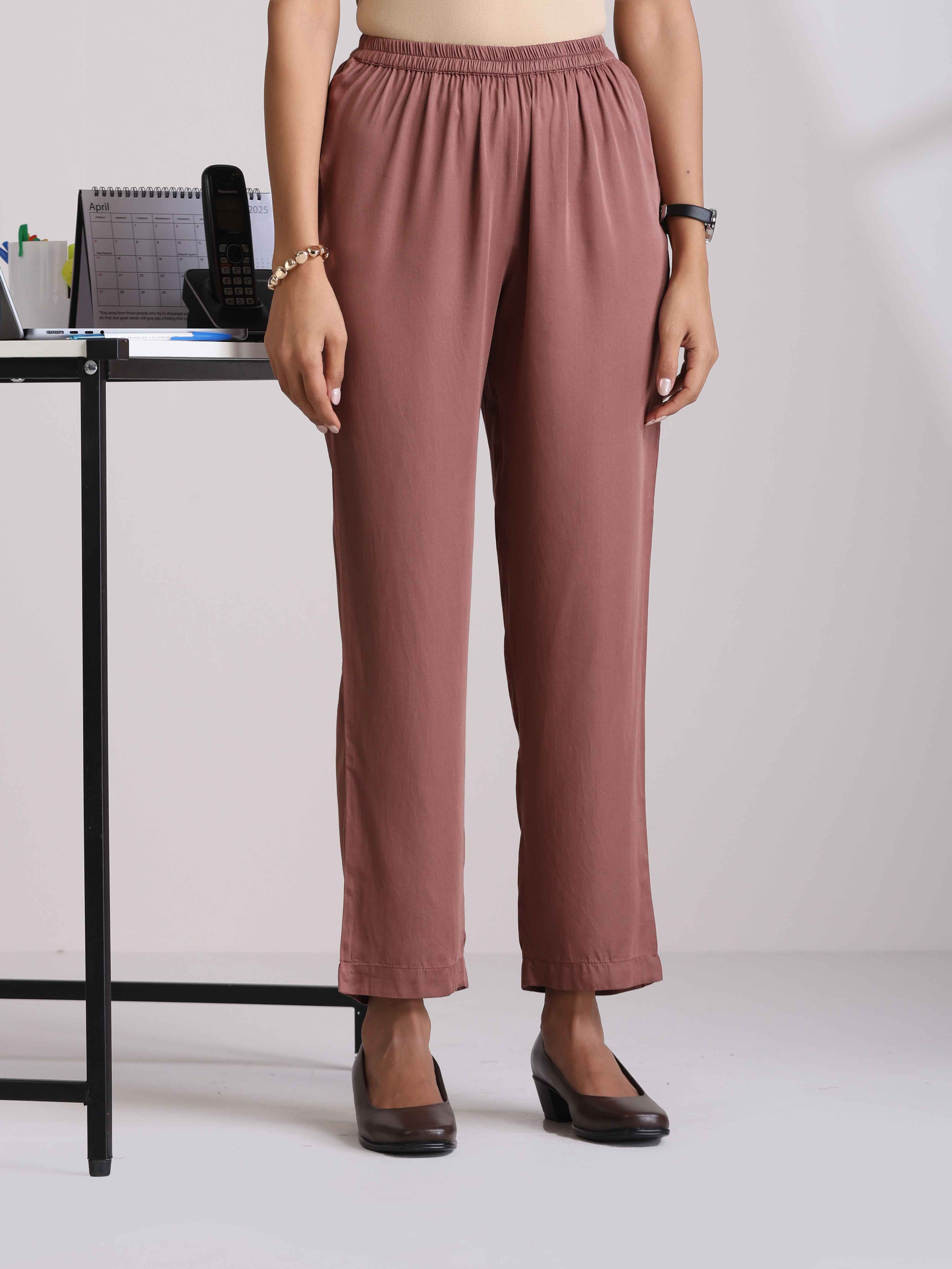 trueBrowns Pink Modal Kimono Kurta Co-ord Set