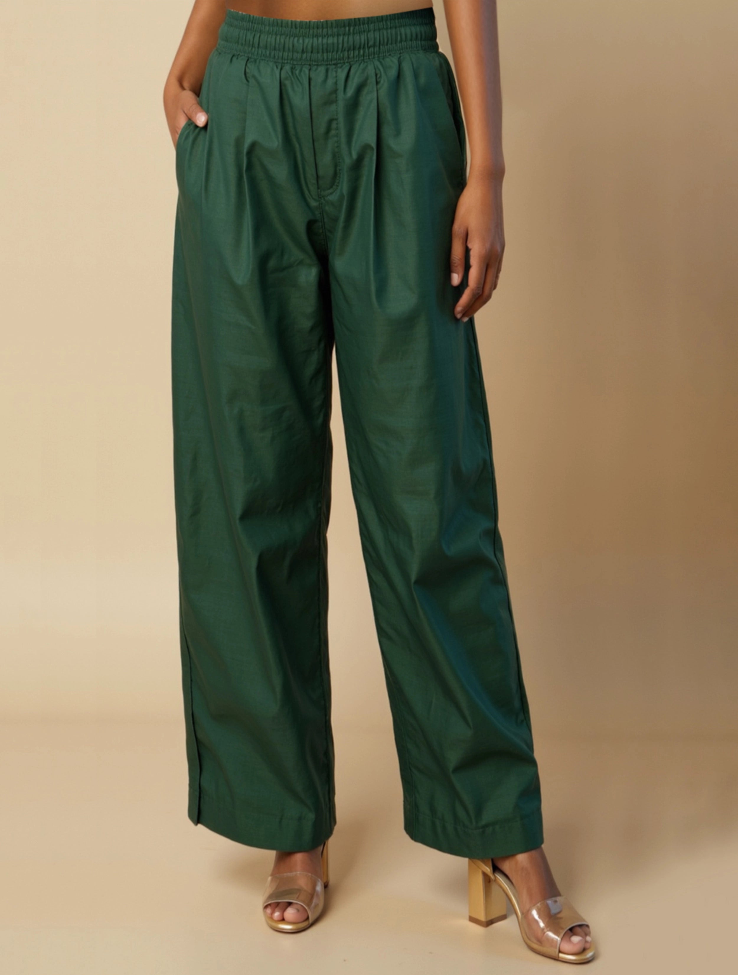 trueBrowns Green Brocade Straight High-Slit Kurta Set