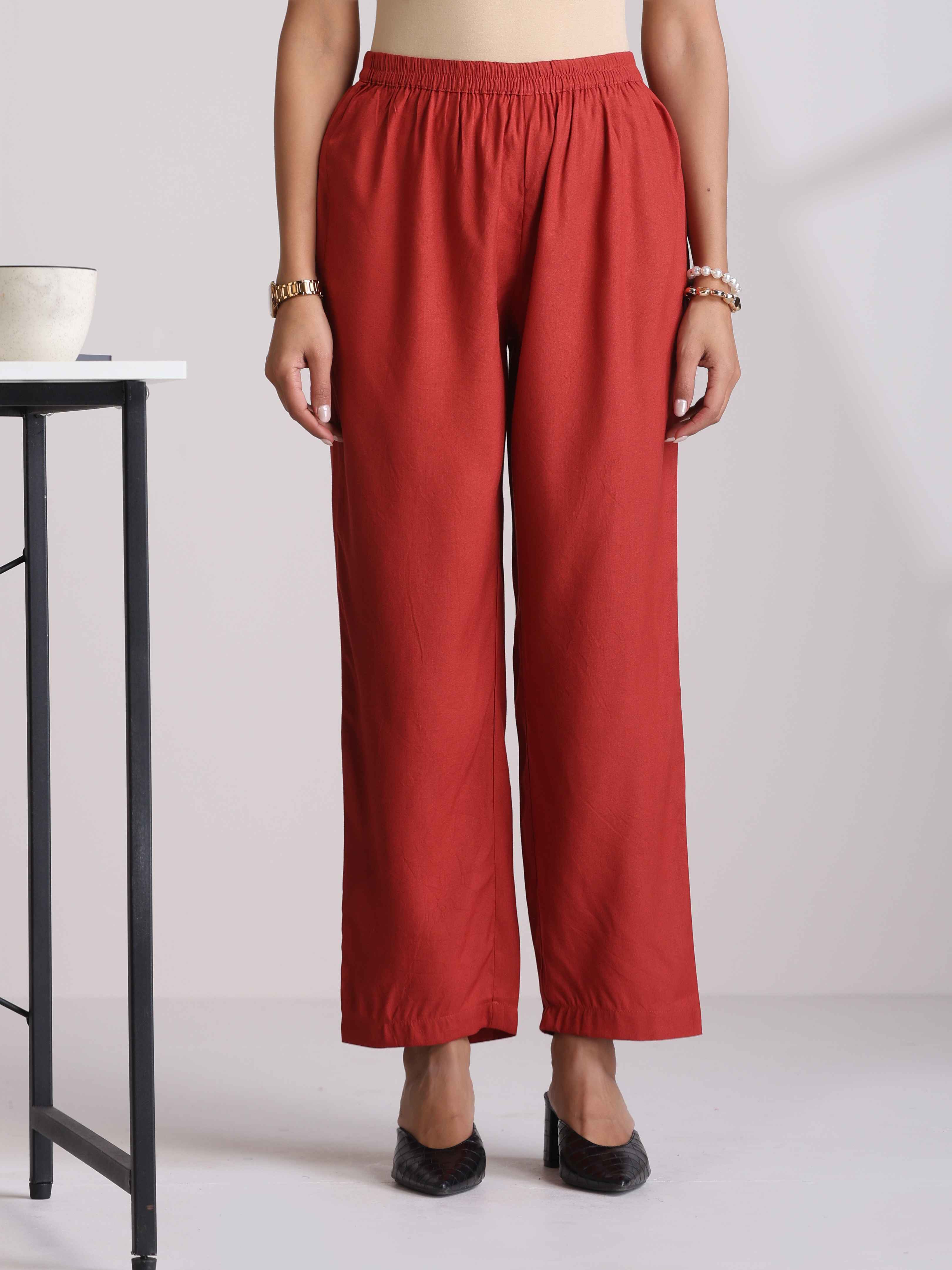 trueBrowns Maroon Print A-line Kurta Co-ord Set