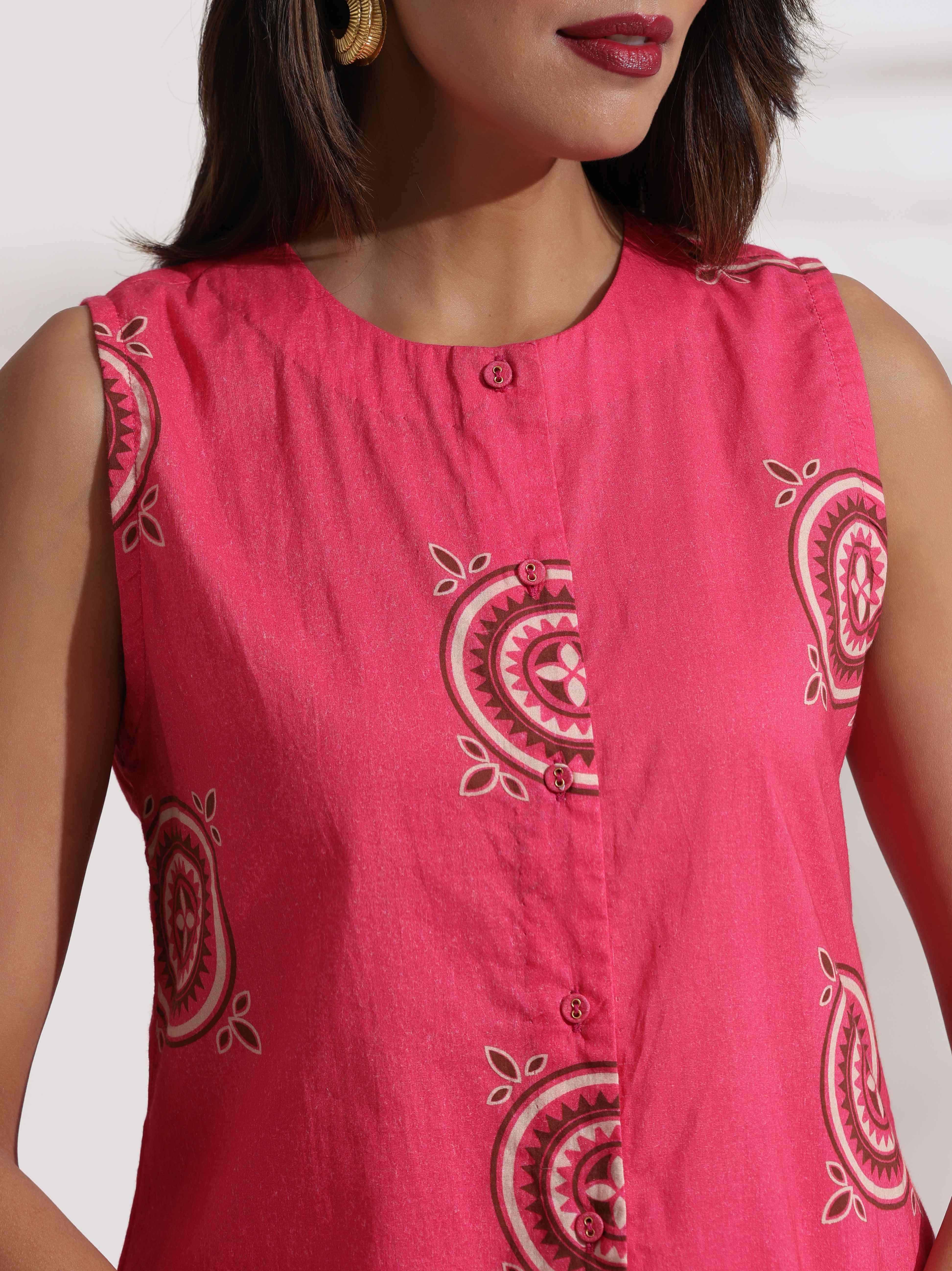 trueBrowns Pink Cotton Skirt Co-ord Set