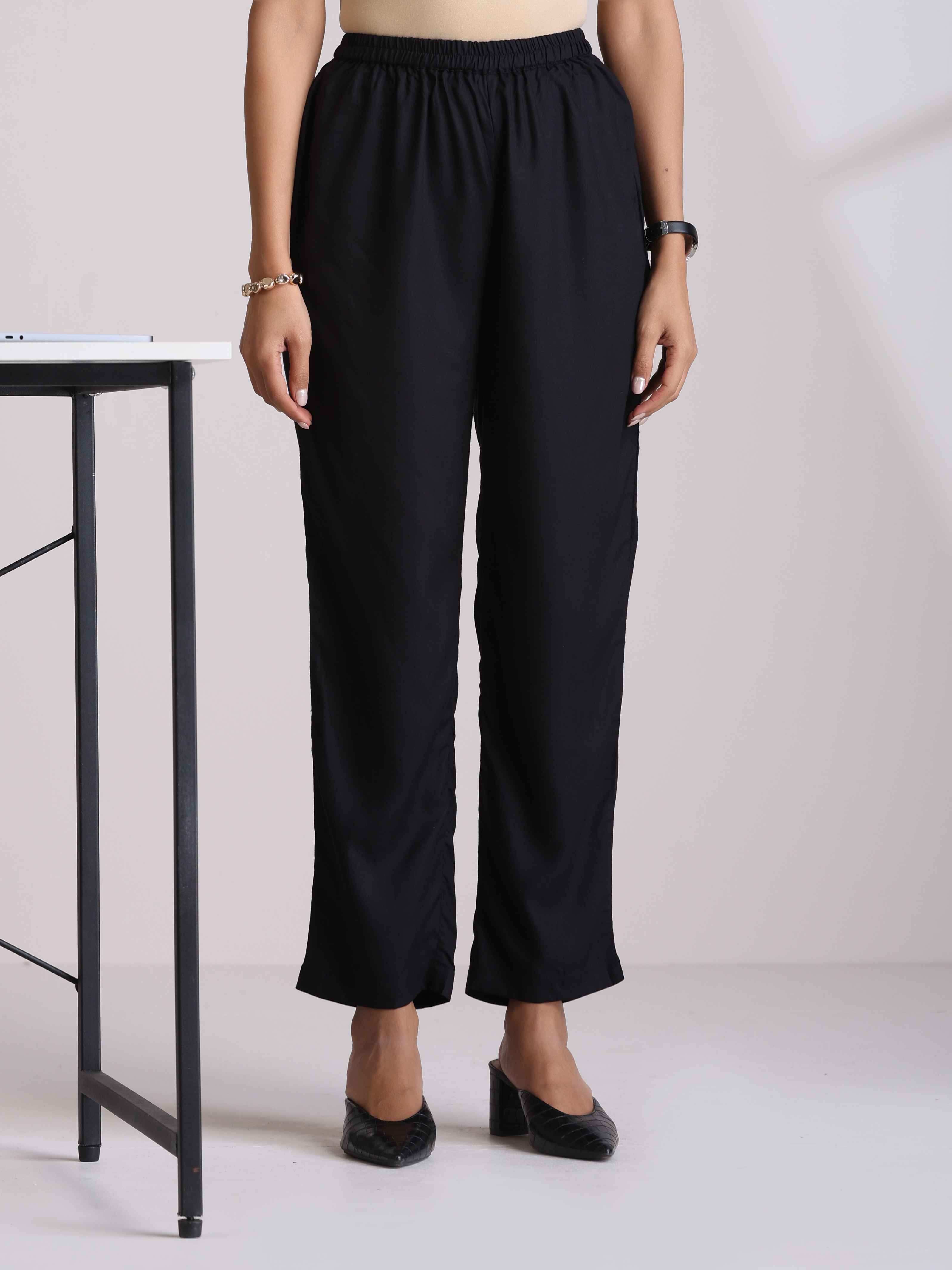 trueBrowns Black Print Straight Kurta Set