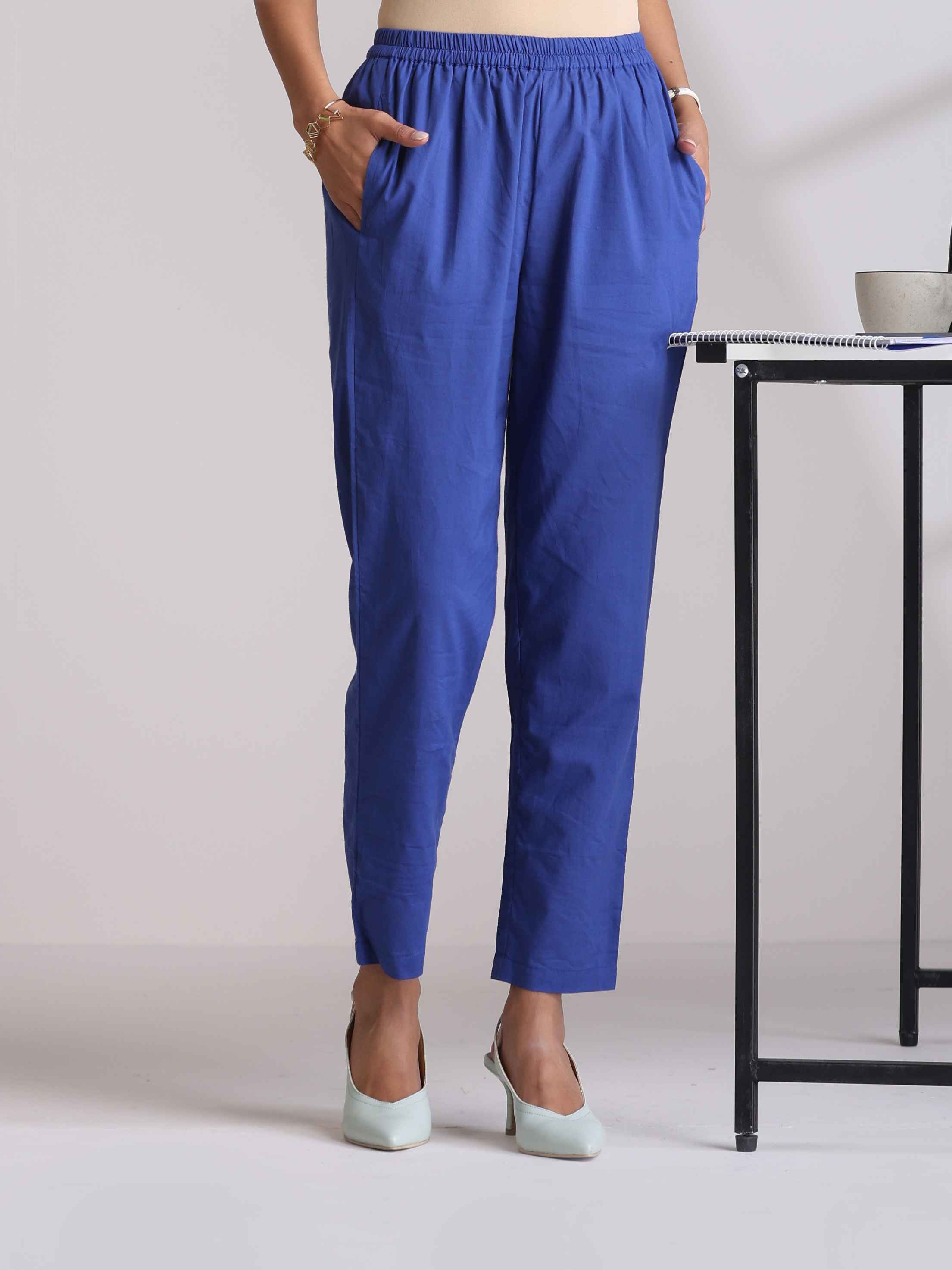 trueBrowns Blue Cotton Ikat Kaftan Co-ord Set