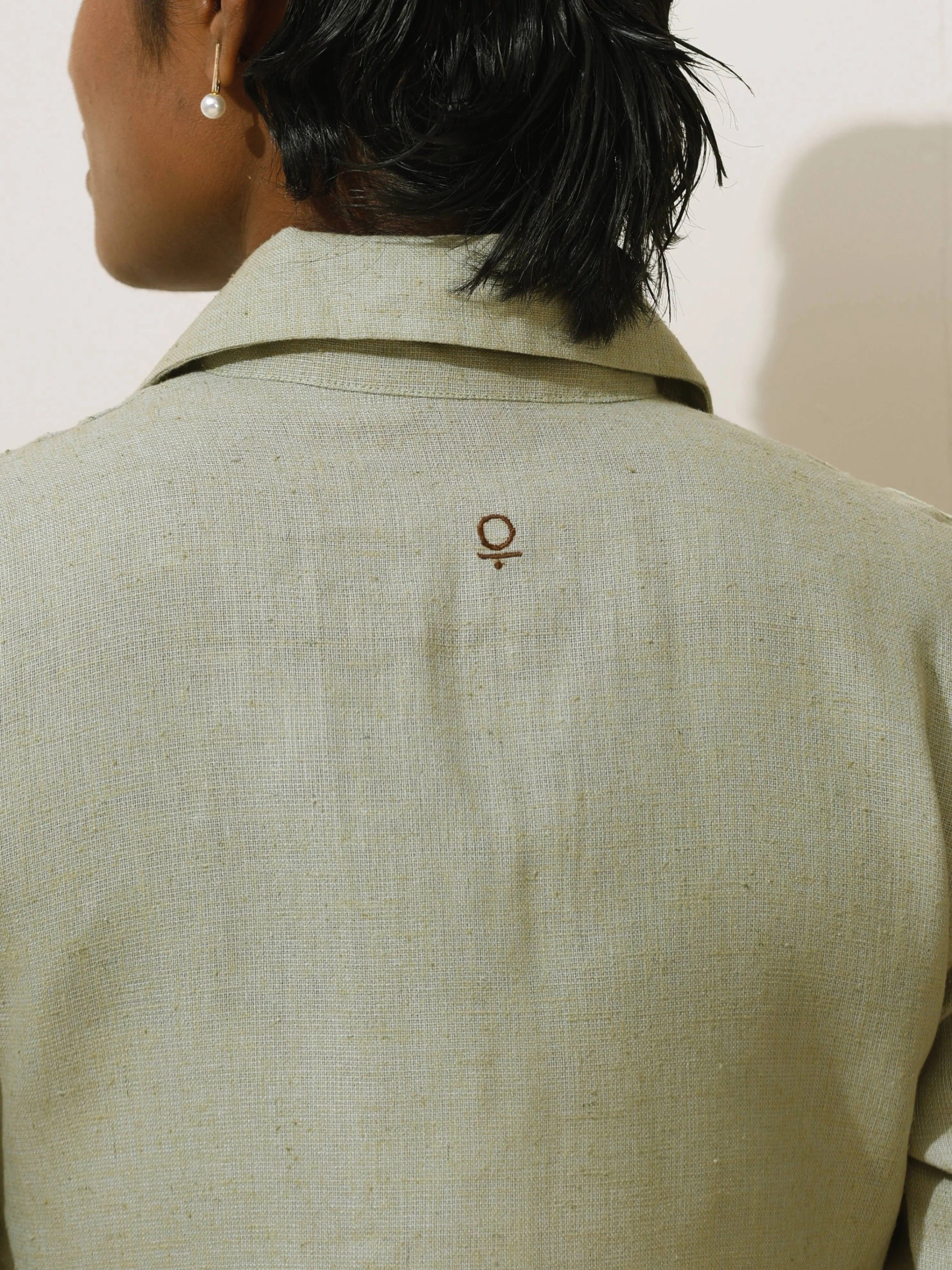 trueBrowns Clover Green Embroidered Natural Cotton Kurta Pant Set