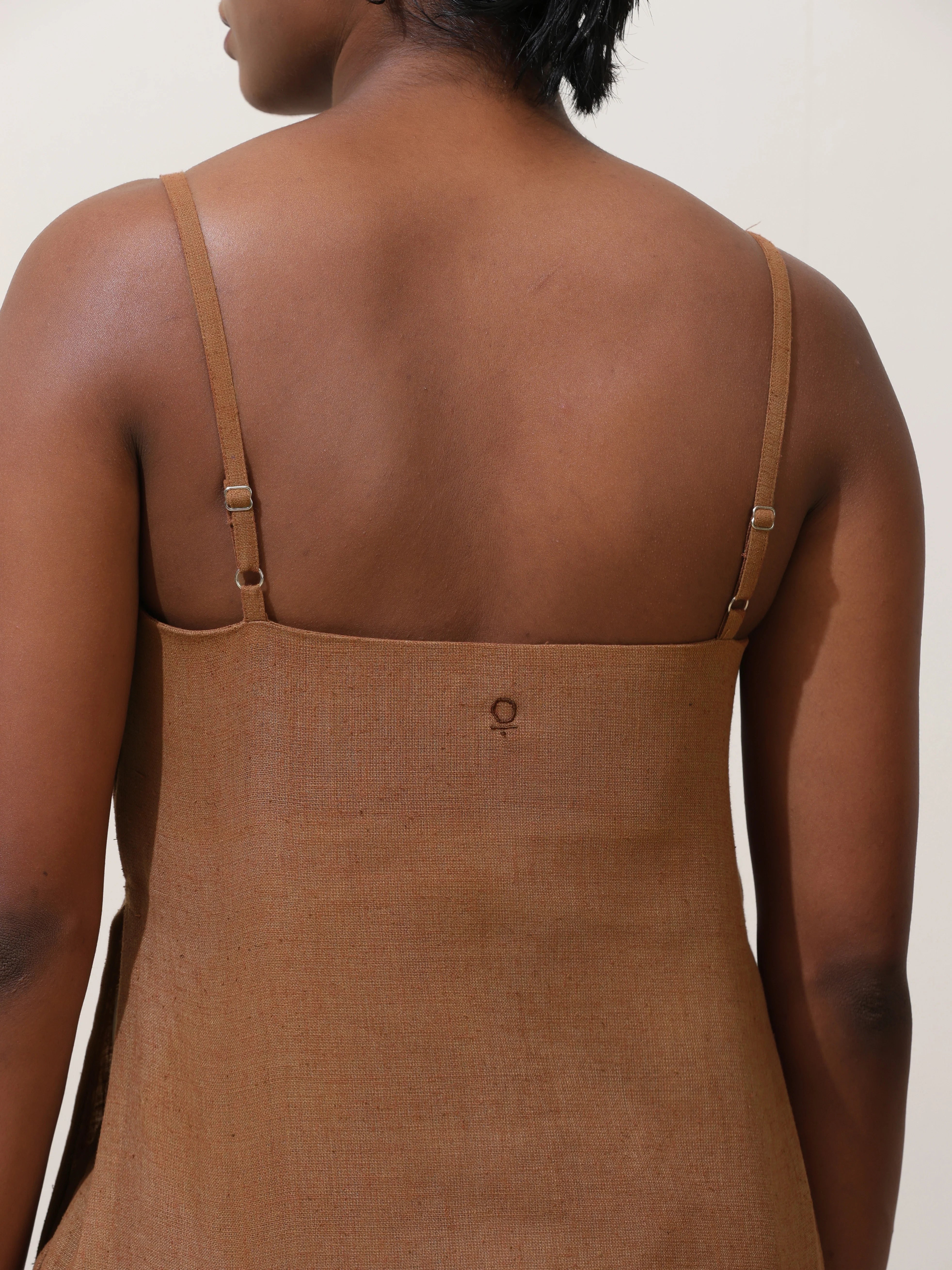 trueBrowns Kora Brown Crochet Natural Cotton Kurta Co-ord Set