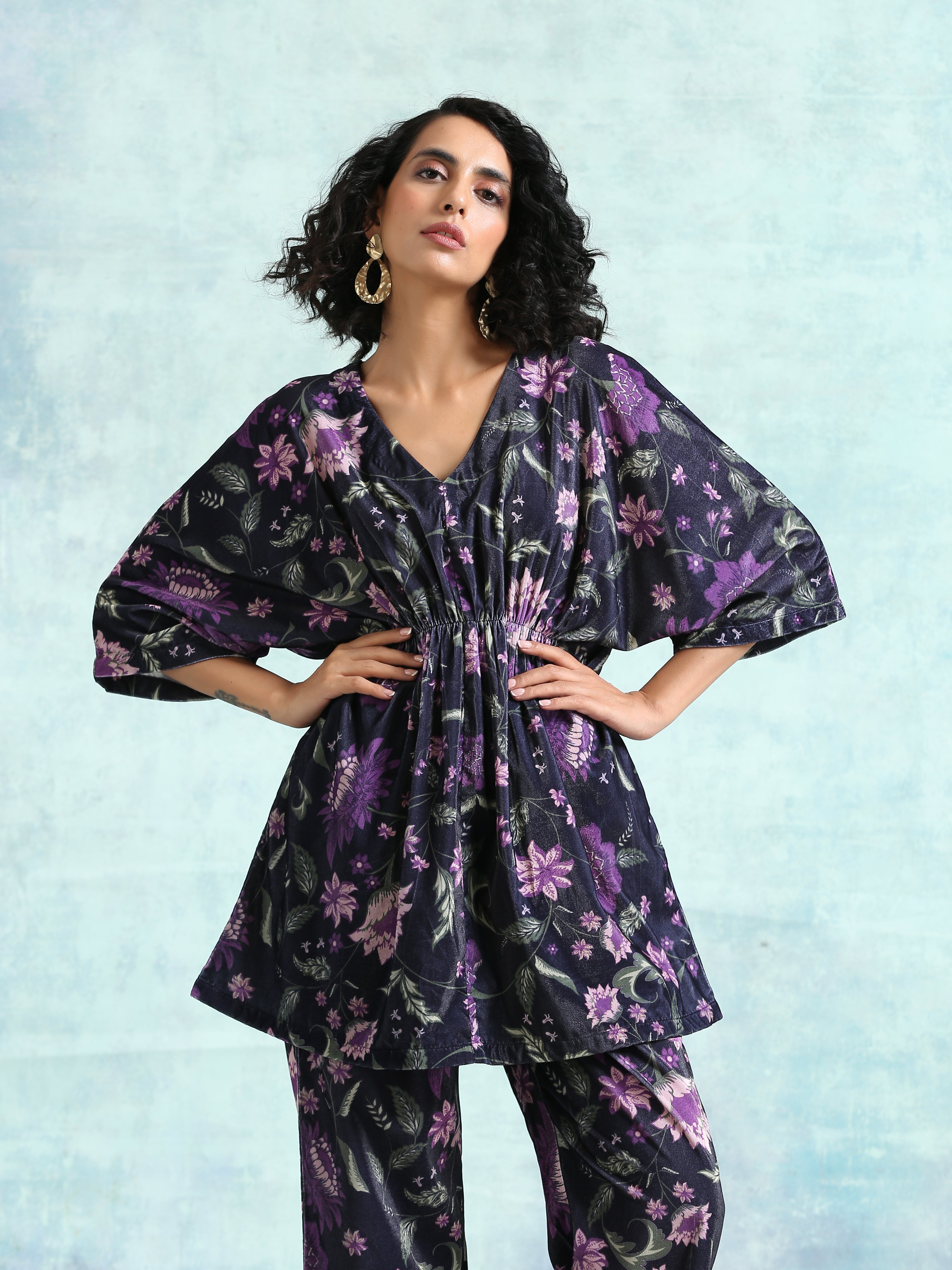 Black Printed Velvet Co-Ord Set