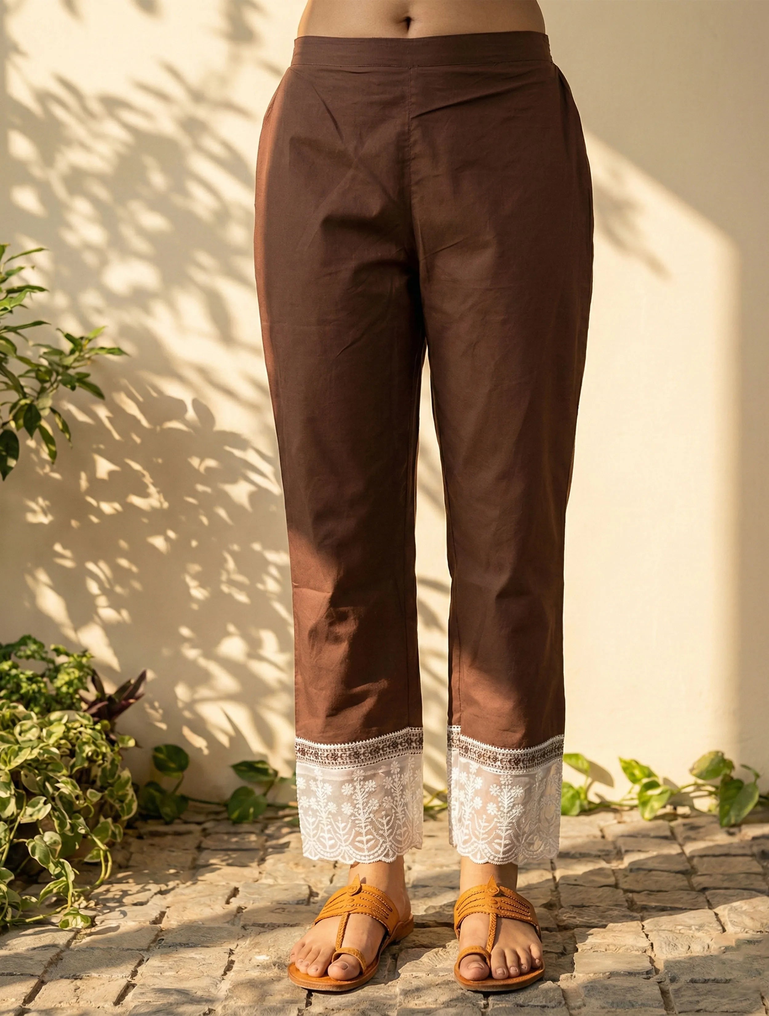 trueBrowns Brown Chevron Print Kurta Pant Dupatta Set