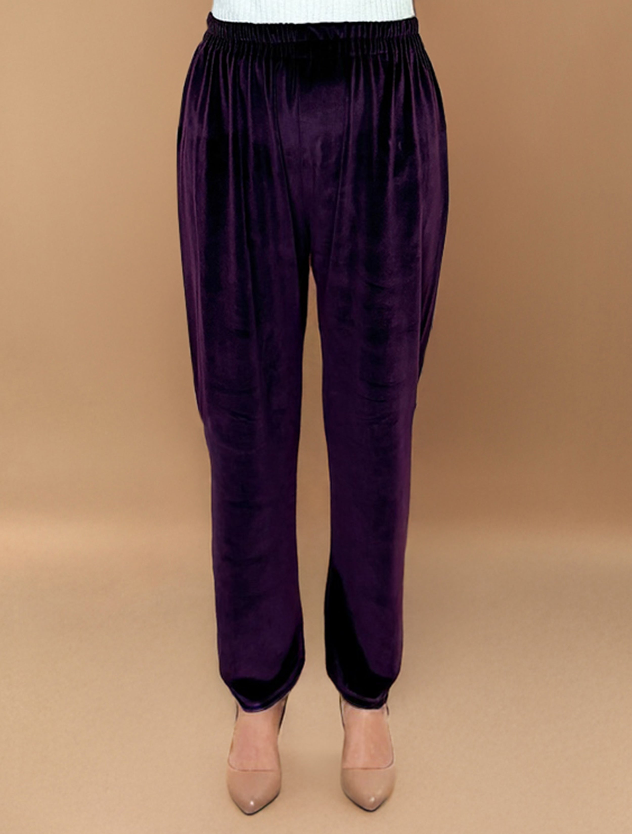 trueBrowns Wine Velvet Embroidered Kurta Set