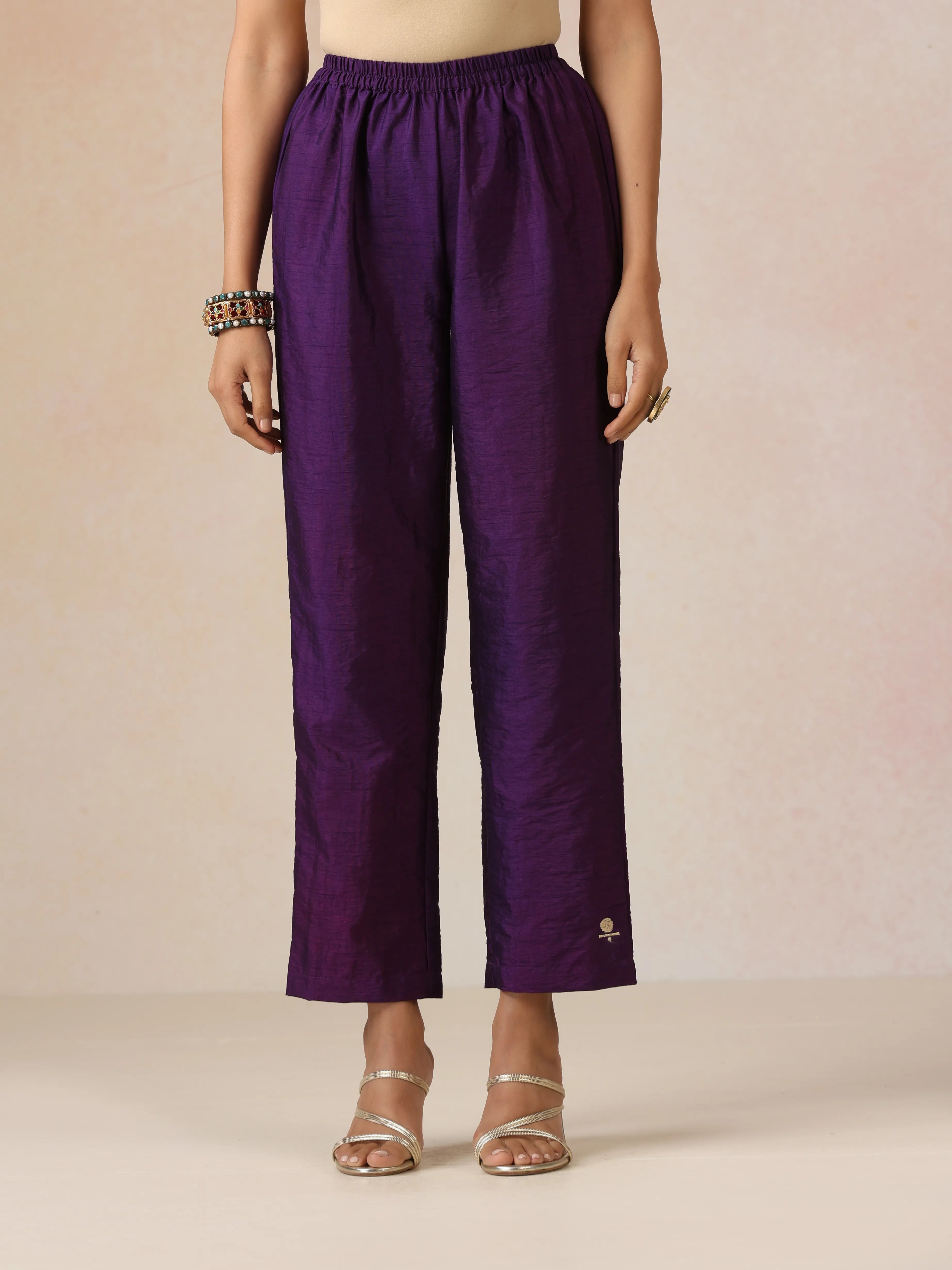 trueBrowns Purple Brocade Angrakha Kurta Set