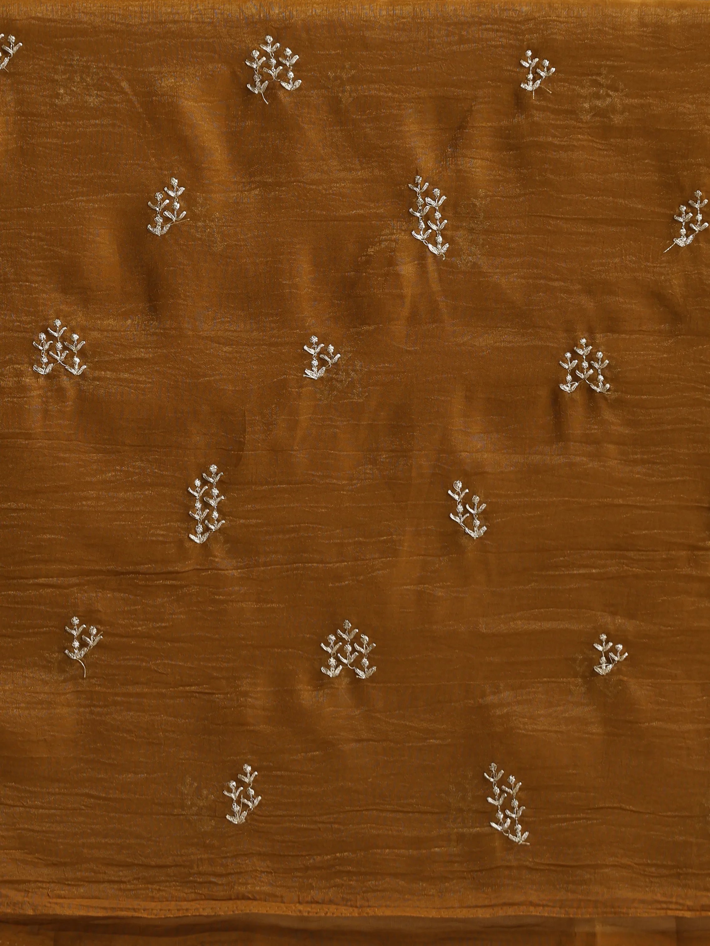trueBrowns Bronze All Over Embroidered Saree With Unstitched Blouse