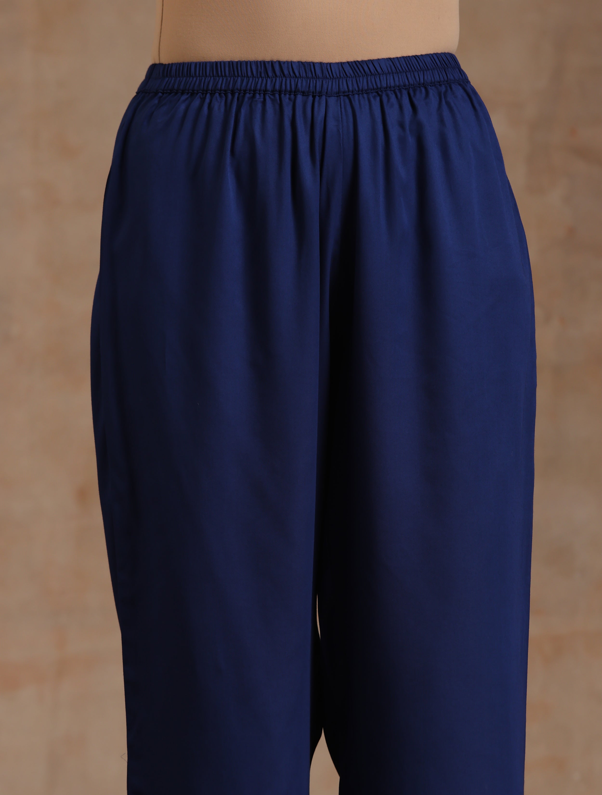 Midnight Blue Modal Satin Relax Kurta Set