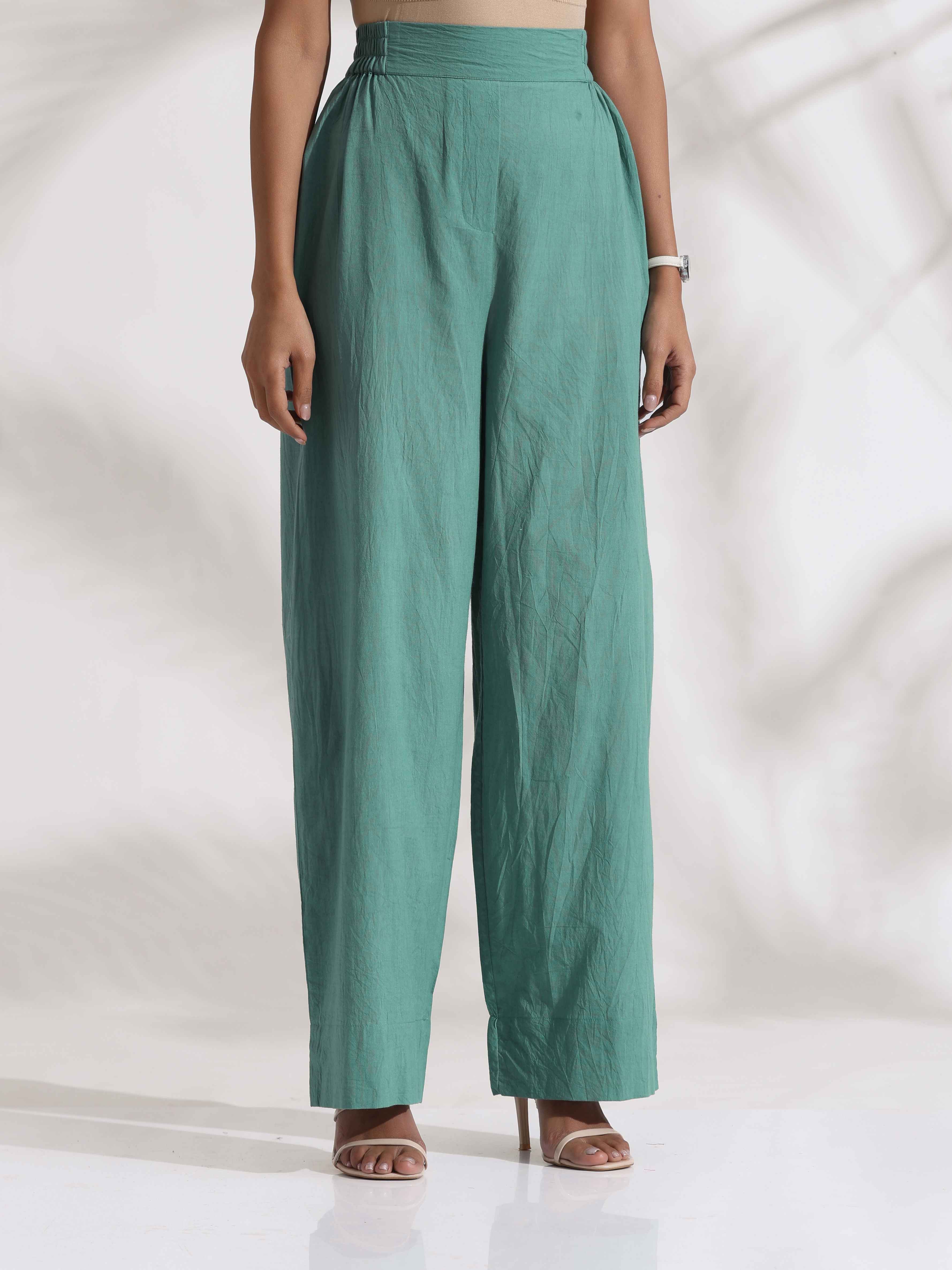 trueBrowns Green Cotton Print Jacket Top Co-ord Set