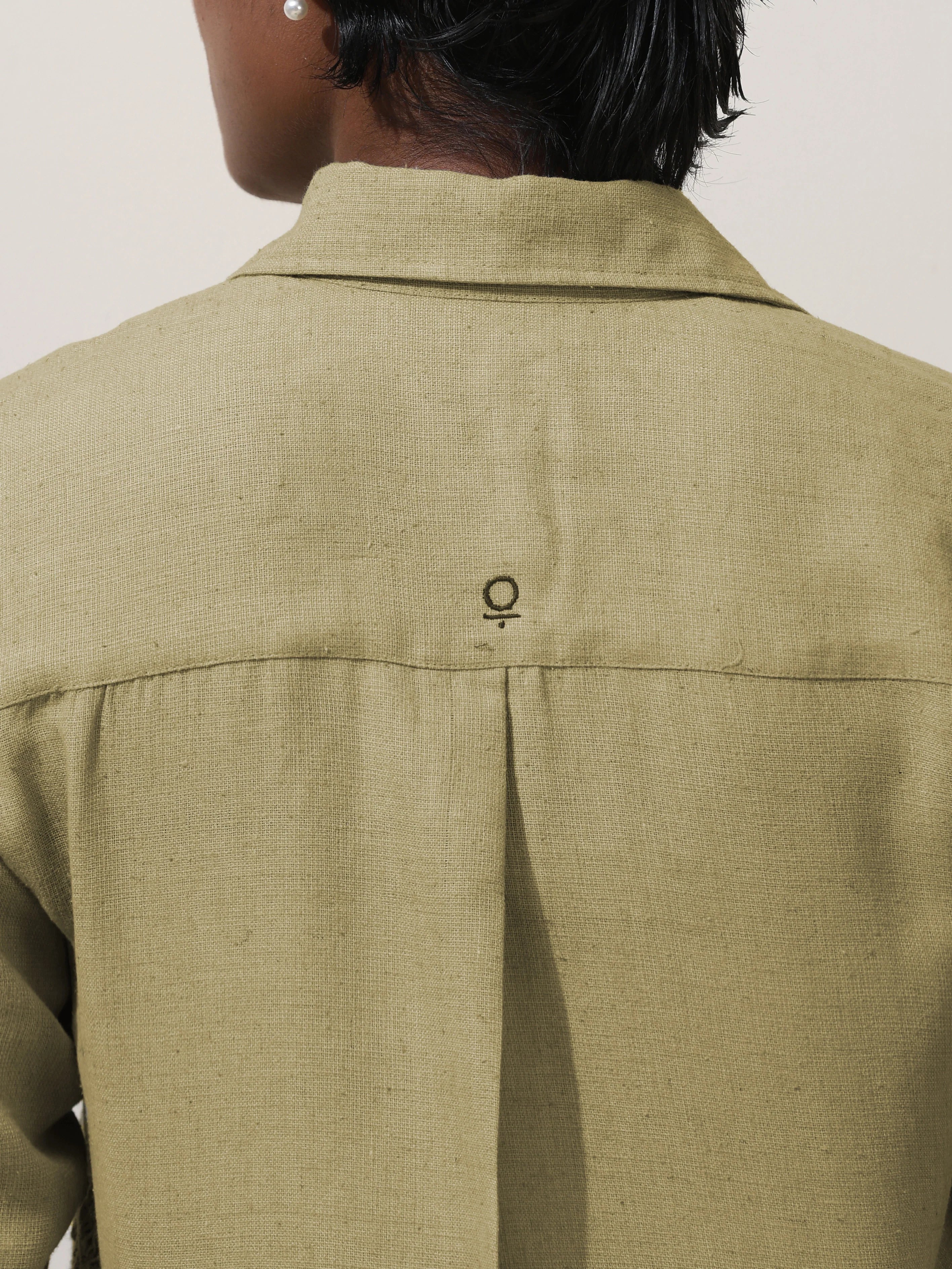 trueBrowns Fern Green Crochet Natural Cotton Kurta Pant Set