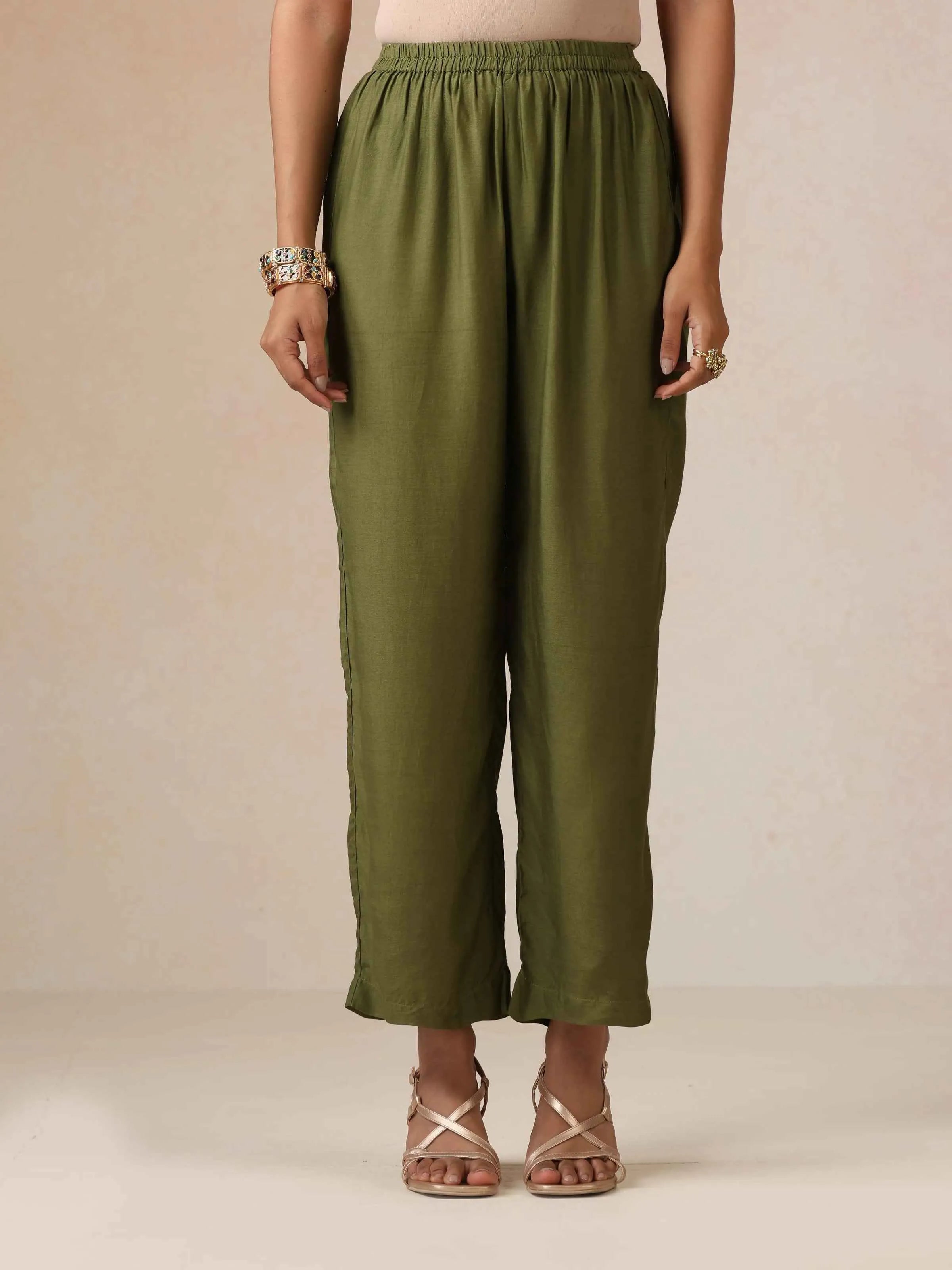 trueBrowns Pink Gold Foil Print Muslin Silk A-line Kurta Set