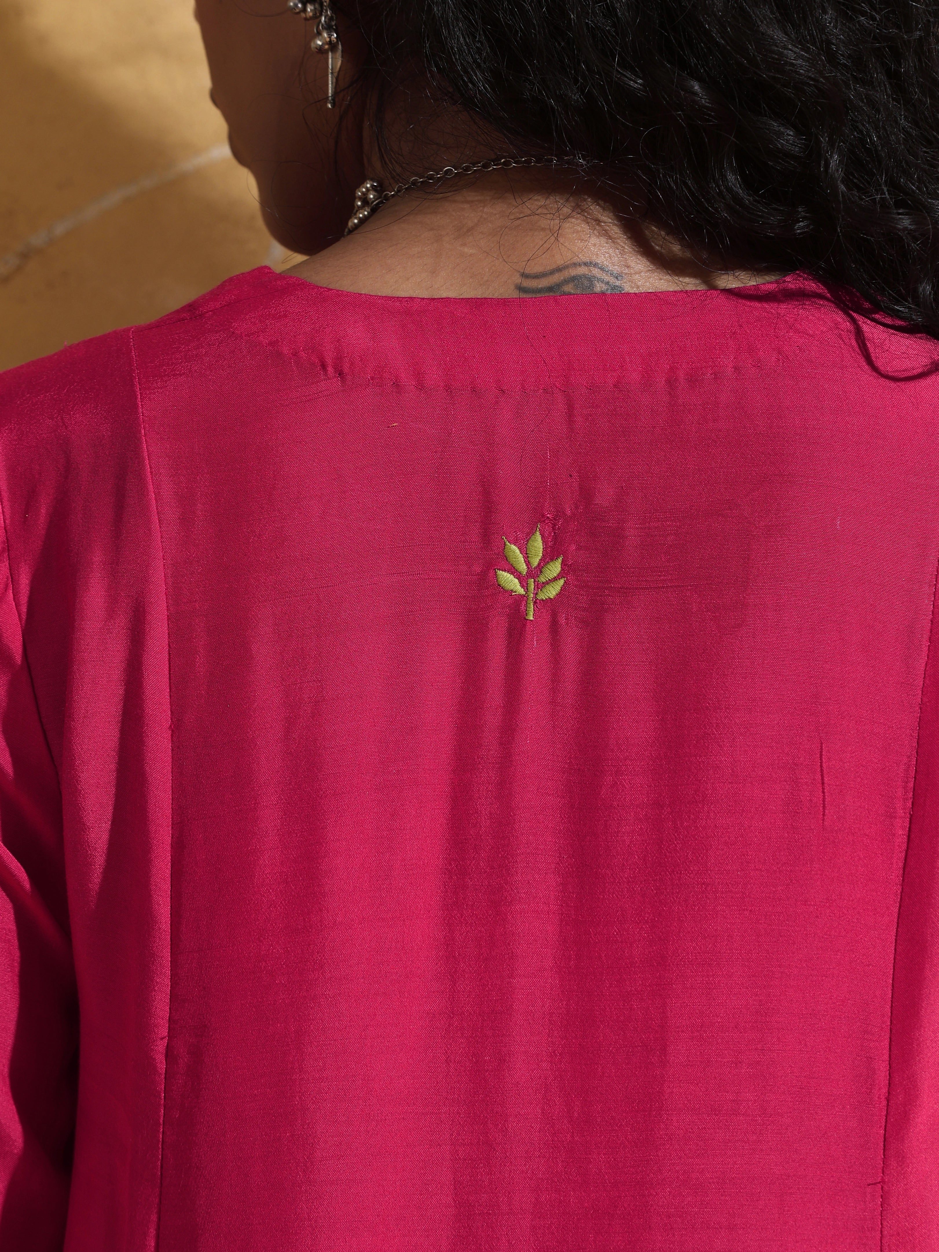 trueBrowns Pink Muslin Silk A-Line Kurta Co-ord Set