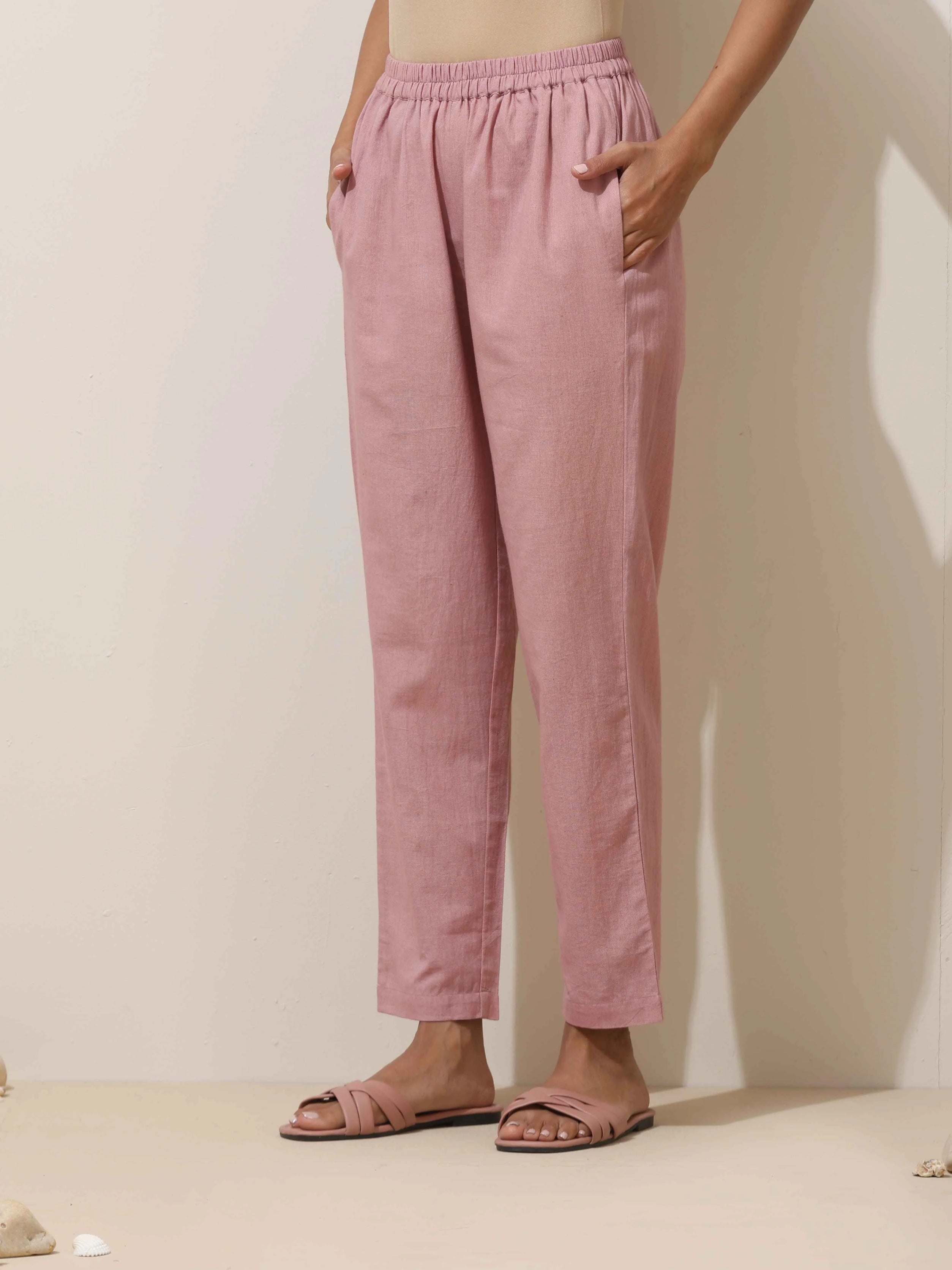 trueBrowns Mint Green Cotton Linen Kurta Pant Set