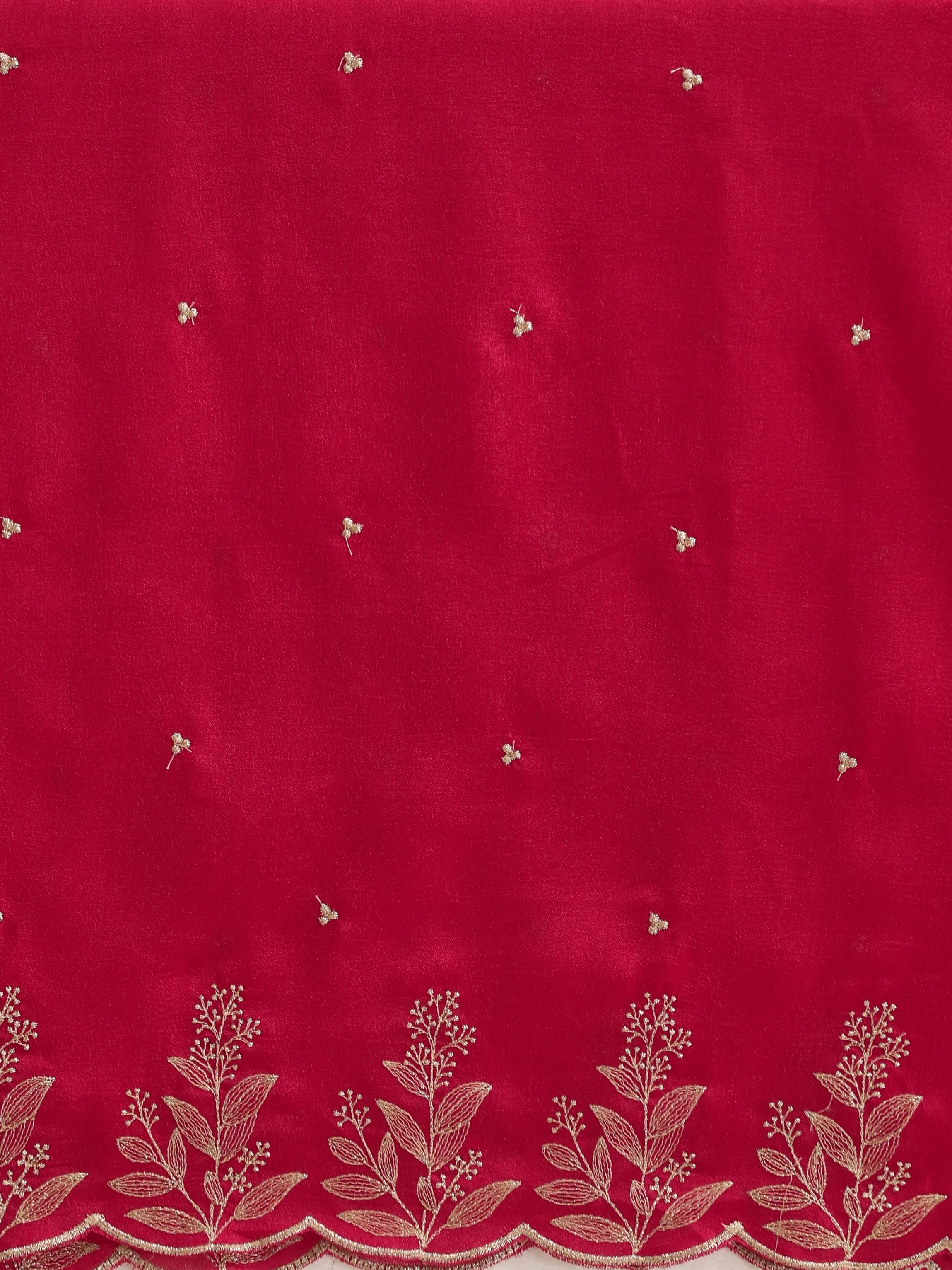 trueBrowns Pink All Over Zari Embroidered Saree With Unstitched Blouse