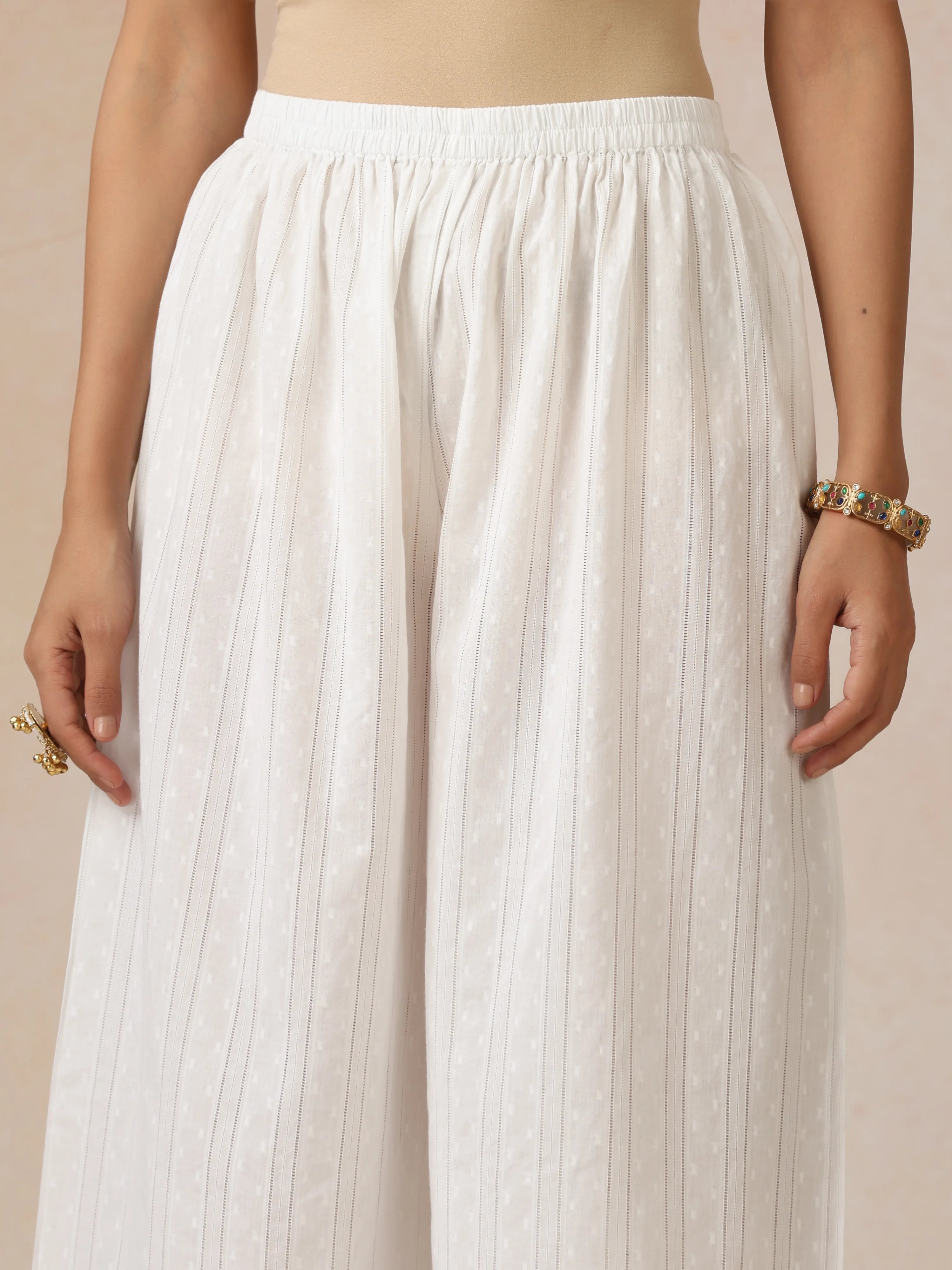 White Dobby Kurta Set