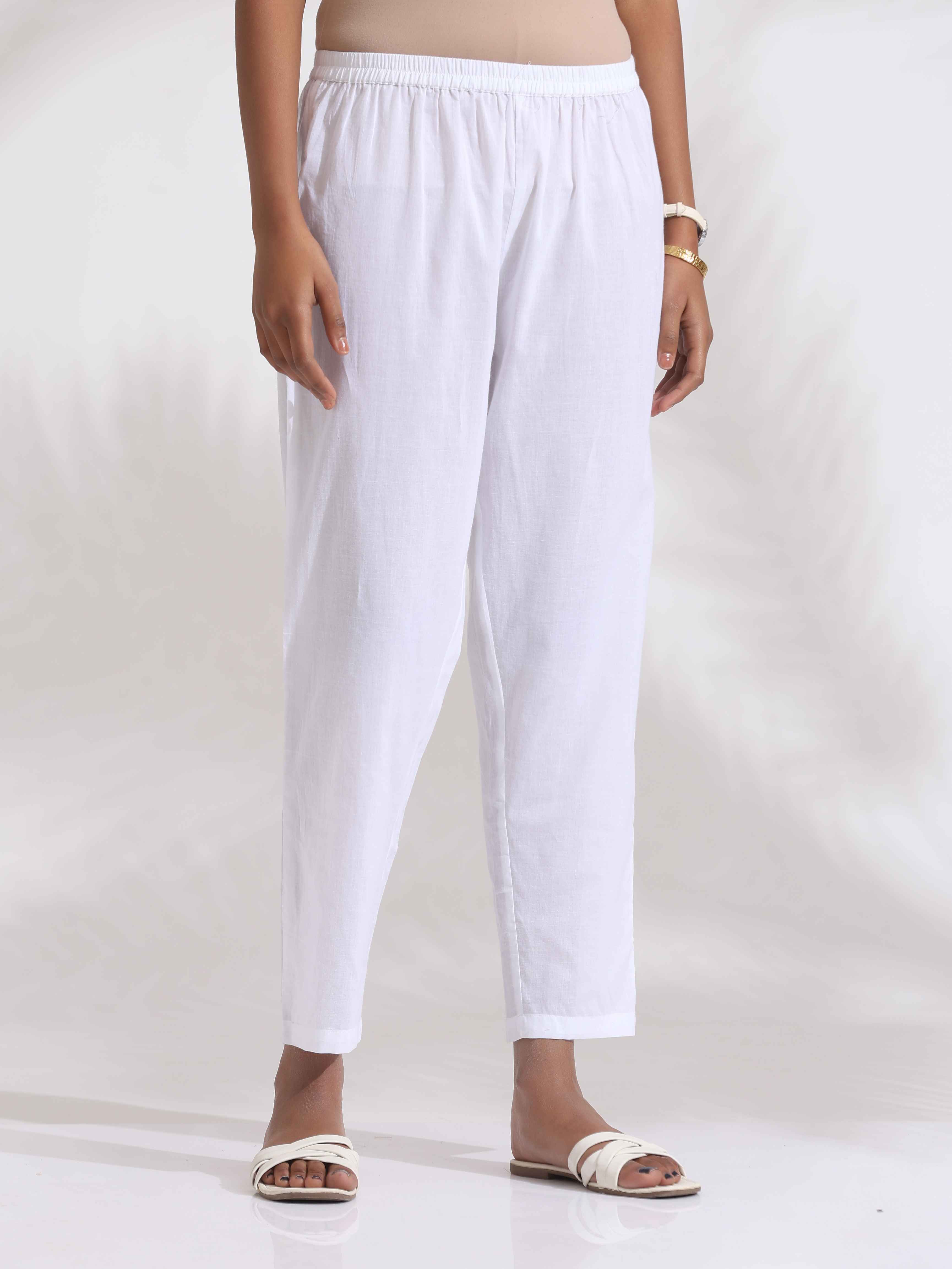 trueBrowns White Cotton Schiffli Shirt Kurta Set