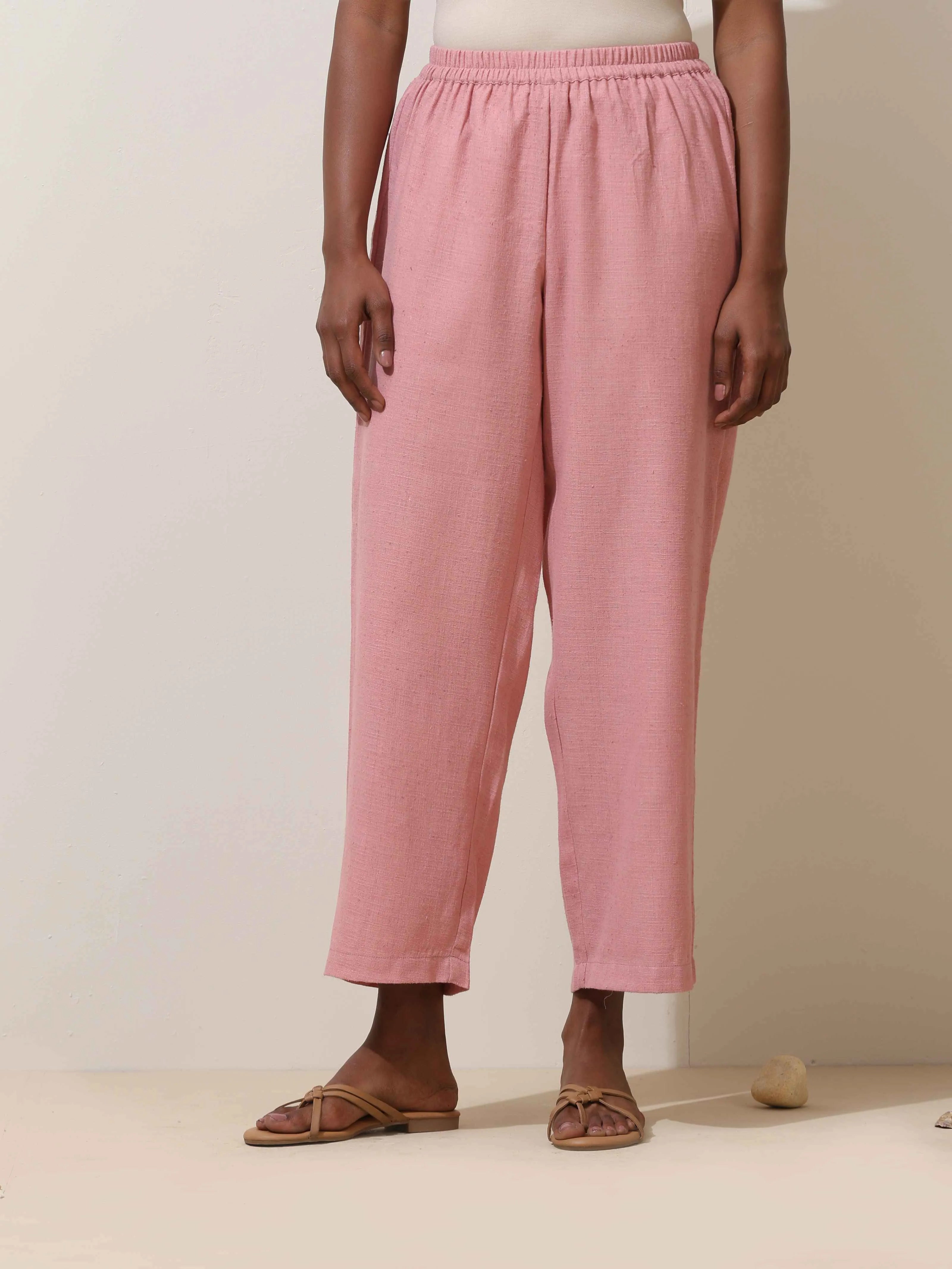 trueBrowns Sakura Pink Natural Cotton Kurta Co-ord Set