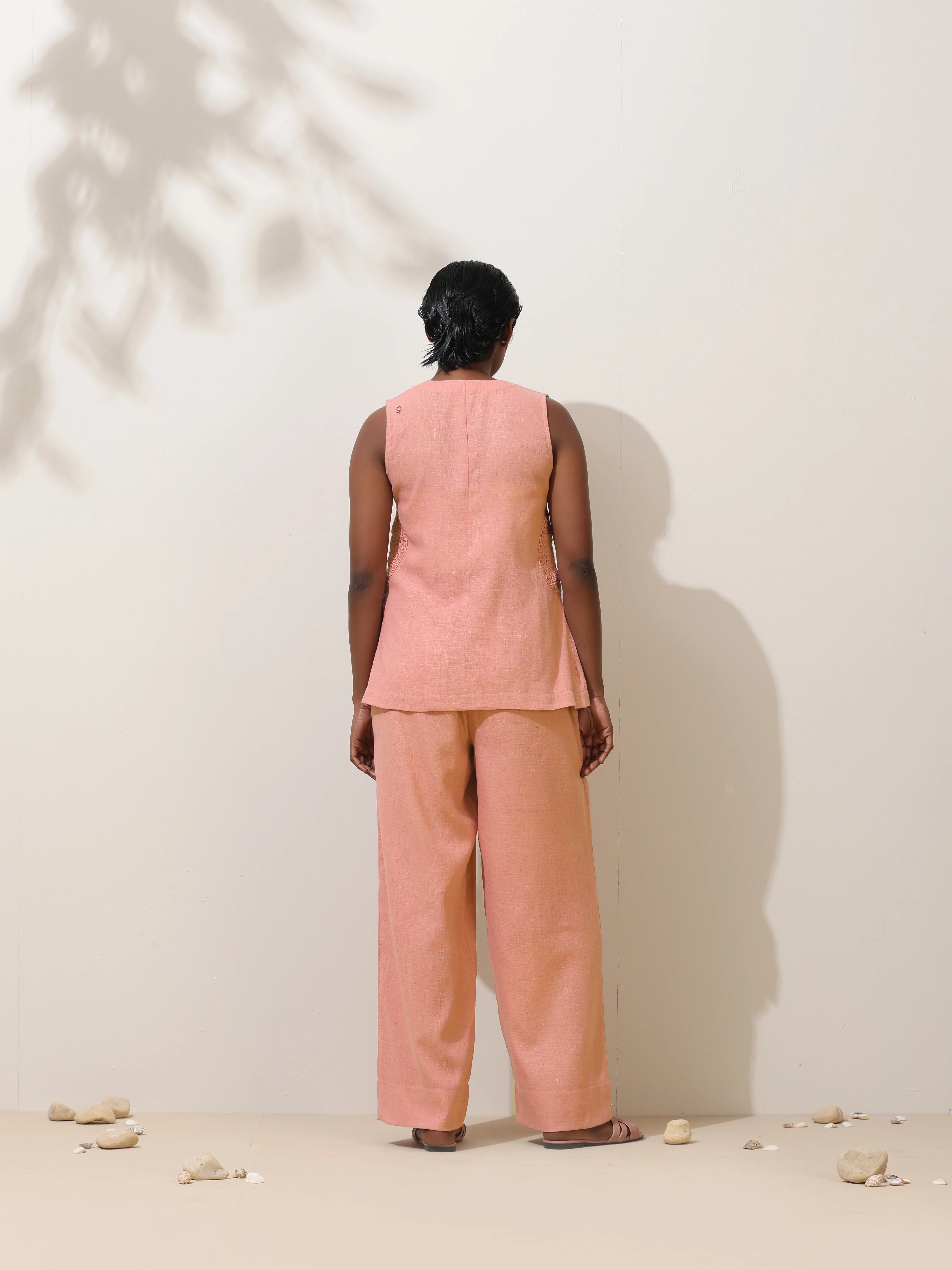 trueBrowns Camellia Pink Crochet Natural Cotton Co-ord Set