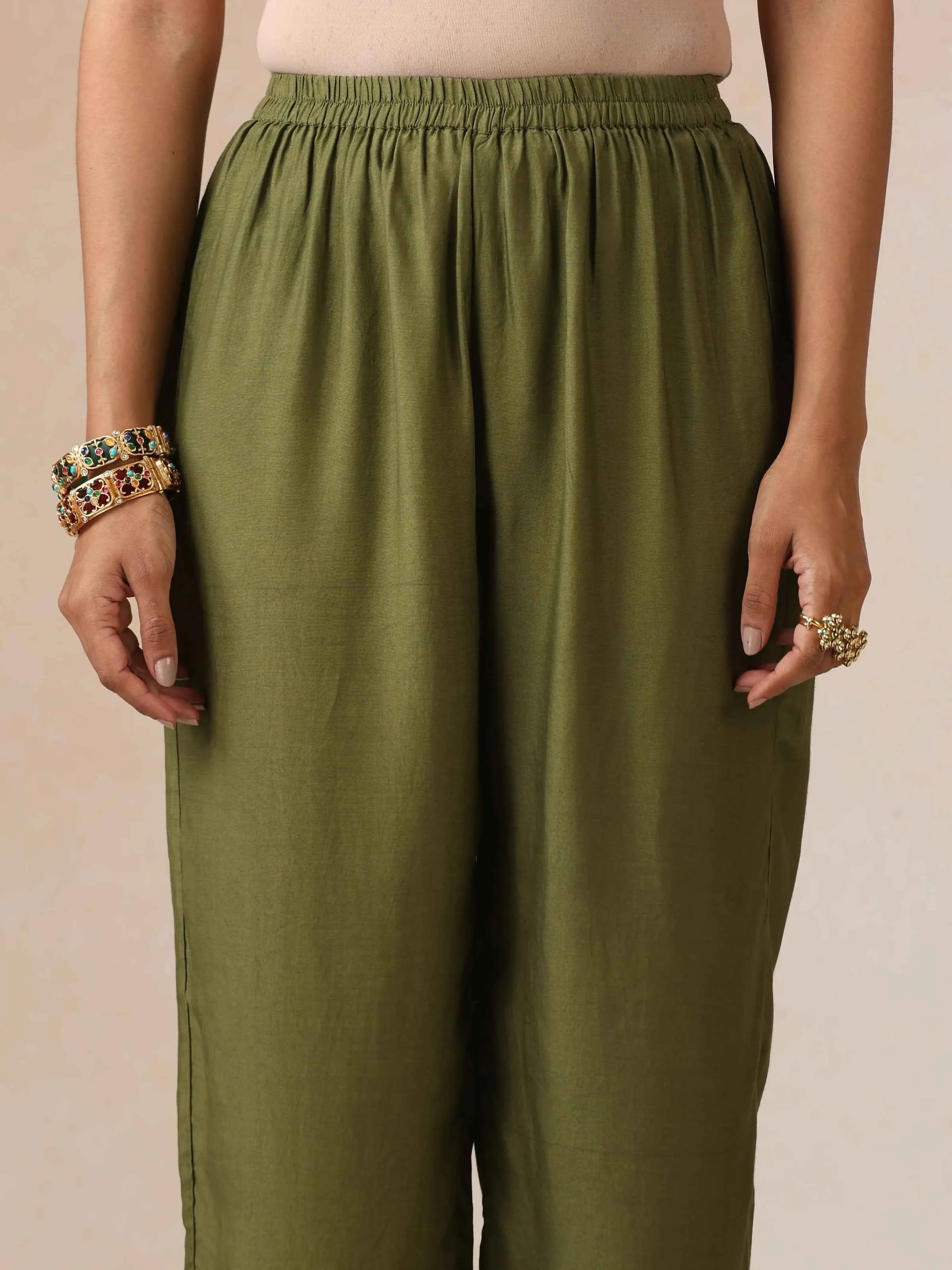 trueBrowns Pink Gold Foil Print Muslin Silk A-line Kurta Set