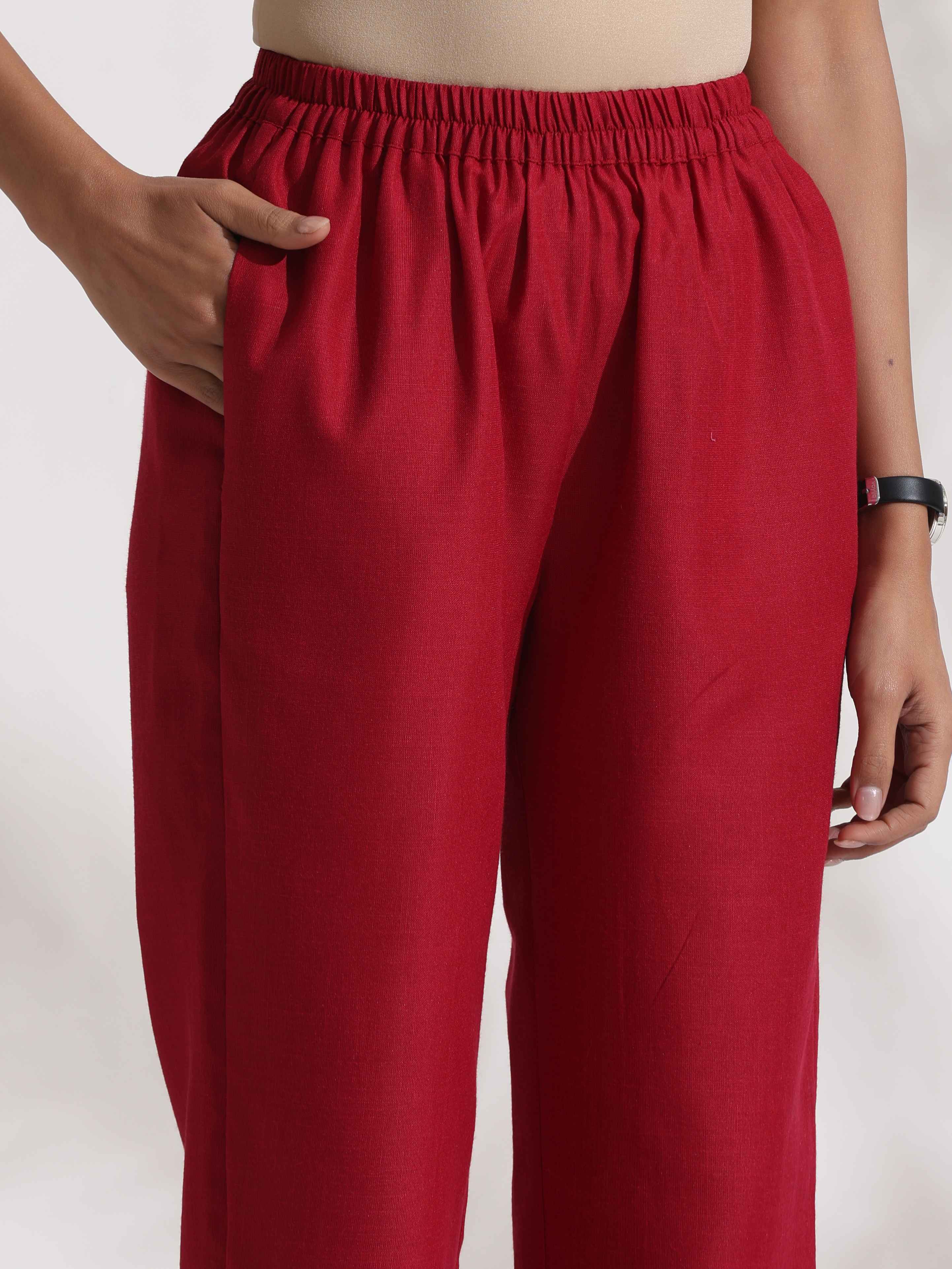 trueBrowns Maroon Slub Co-ord Set