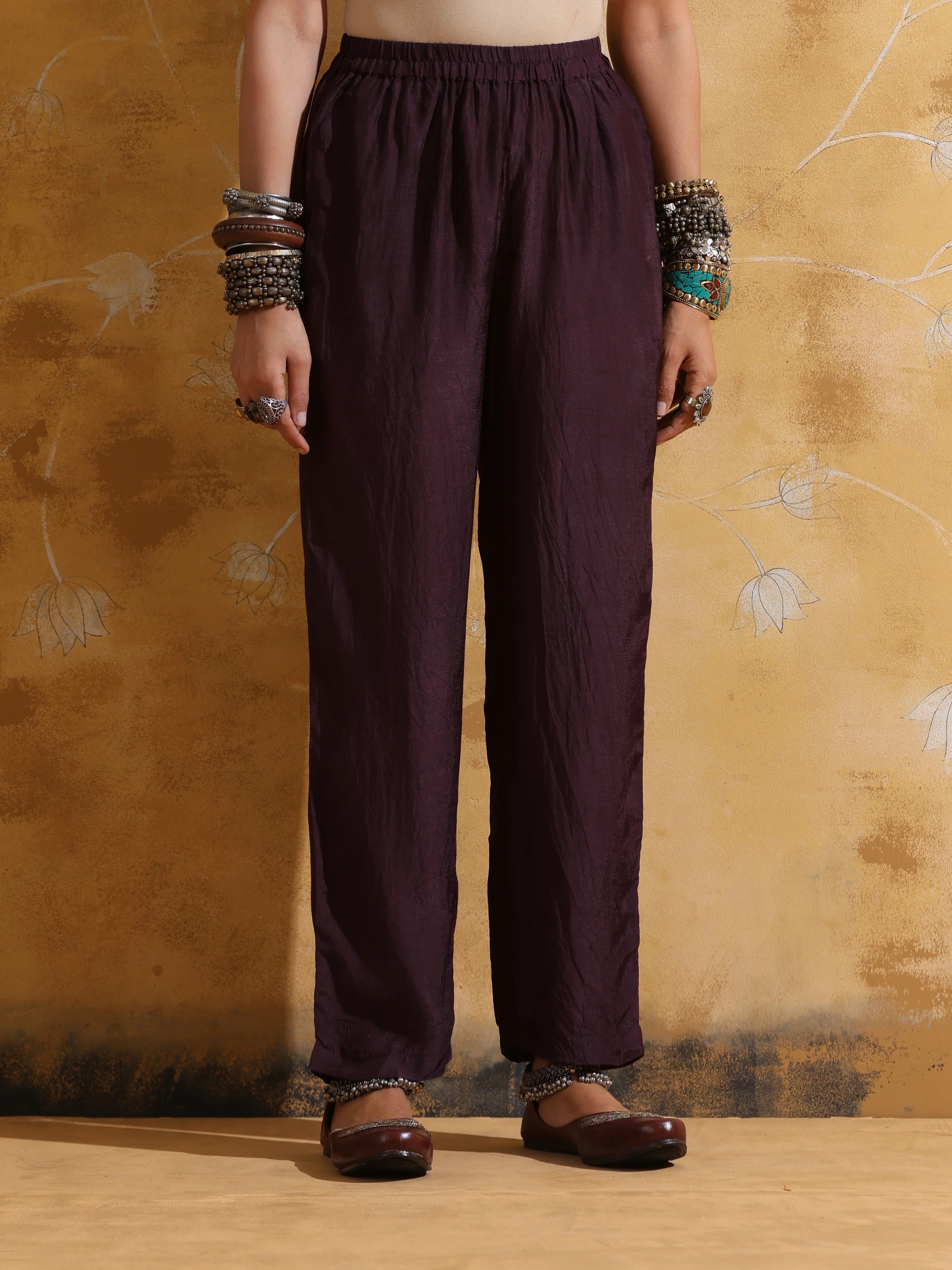 trueBrowns Cola Rust Red Floral Print Muslin Silk A-Line Co-ord Set