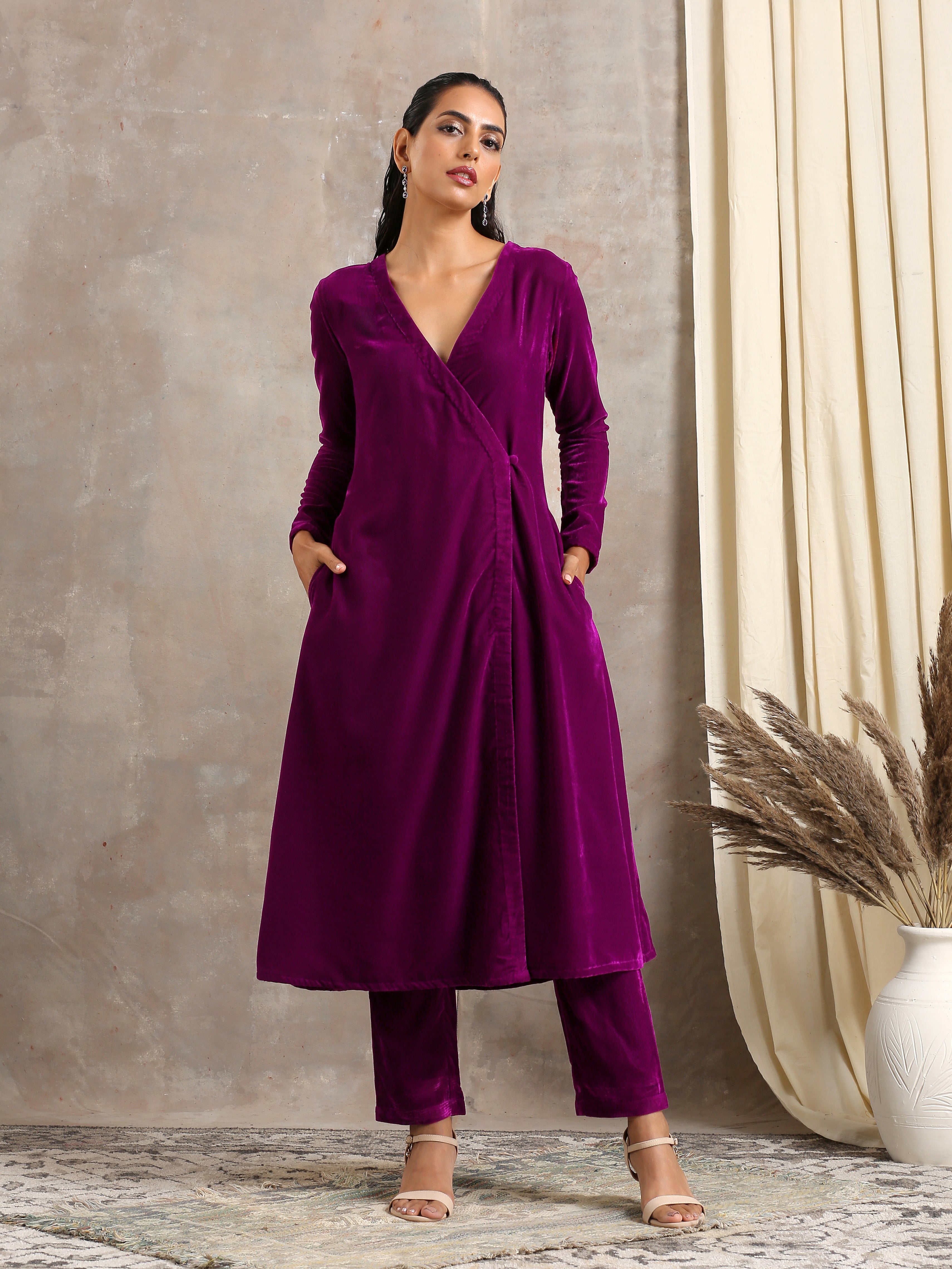 Wine Velvet Angrakha