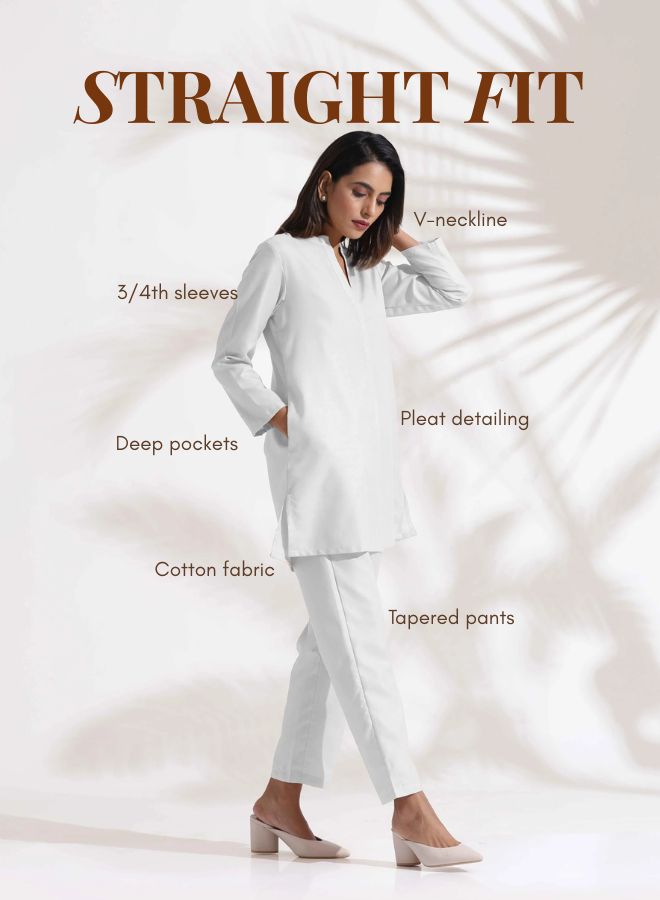 trueBrowns White Cotton Blend Co-ord Set