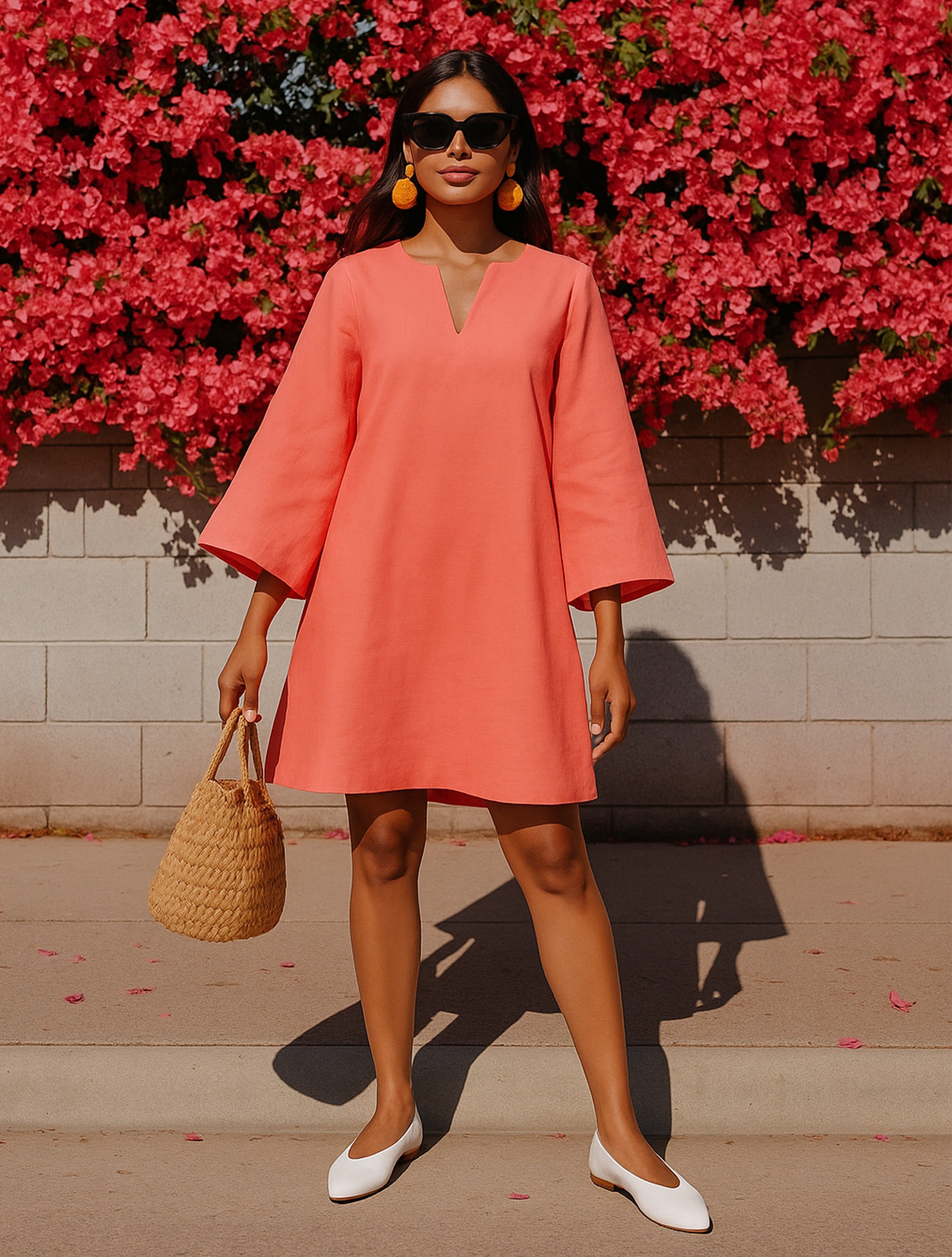 trueBrowns Pink Cotton Blend Short Dress
