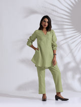 trueBrowns Green Cotton Blend Co-ord Set
