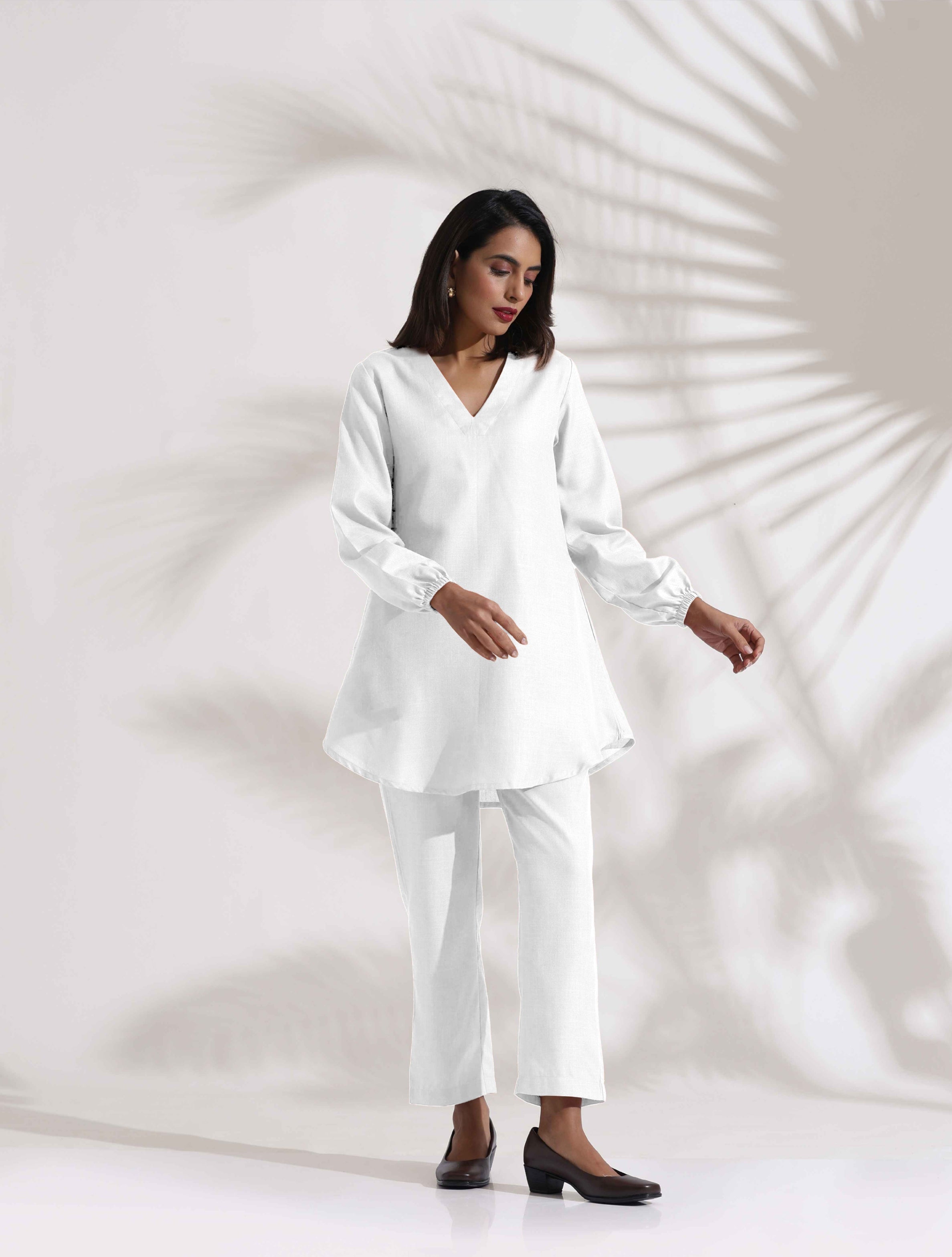 trueBrowns White Cotton Blend Co-ord Set